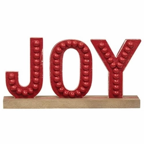 *Distressed Beaded Wooden Joy Sign on Base