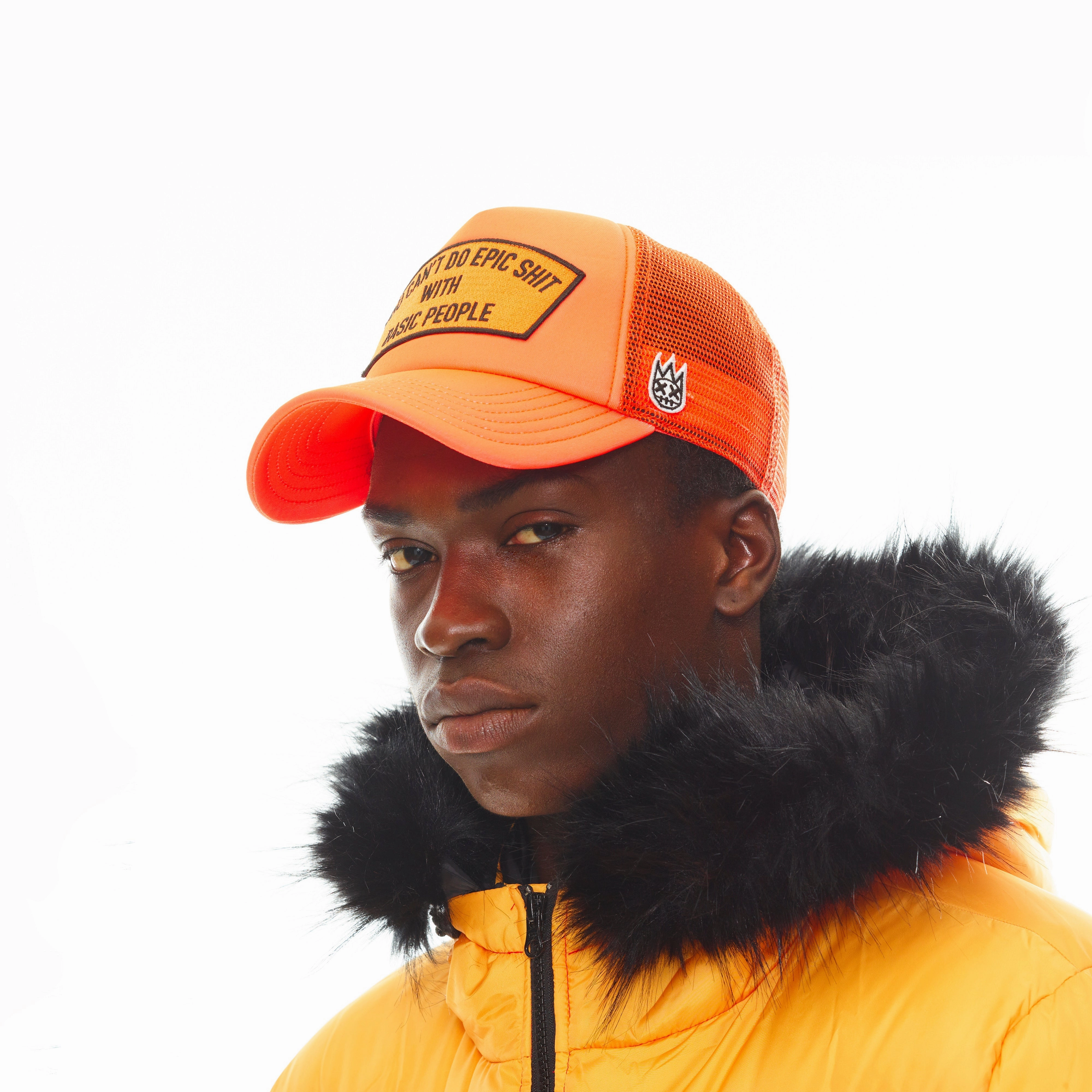 "CANT DO EPIC SHIT" MESH BACK TRUCKER HAT IN CORAL