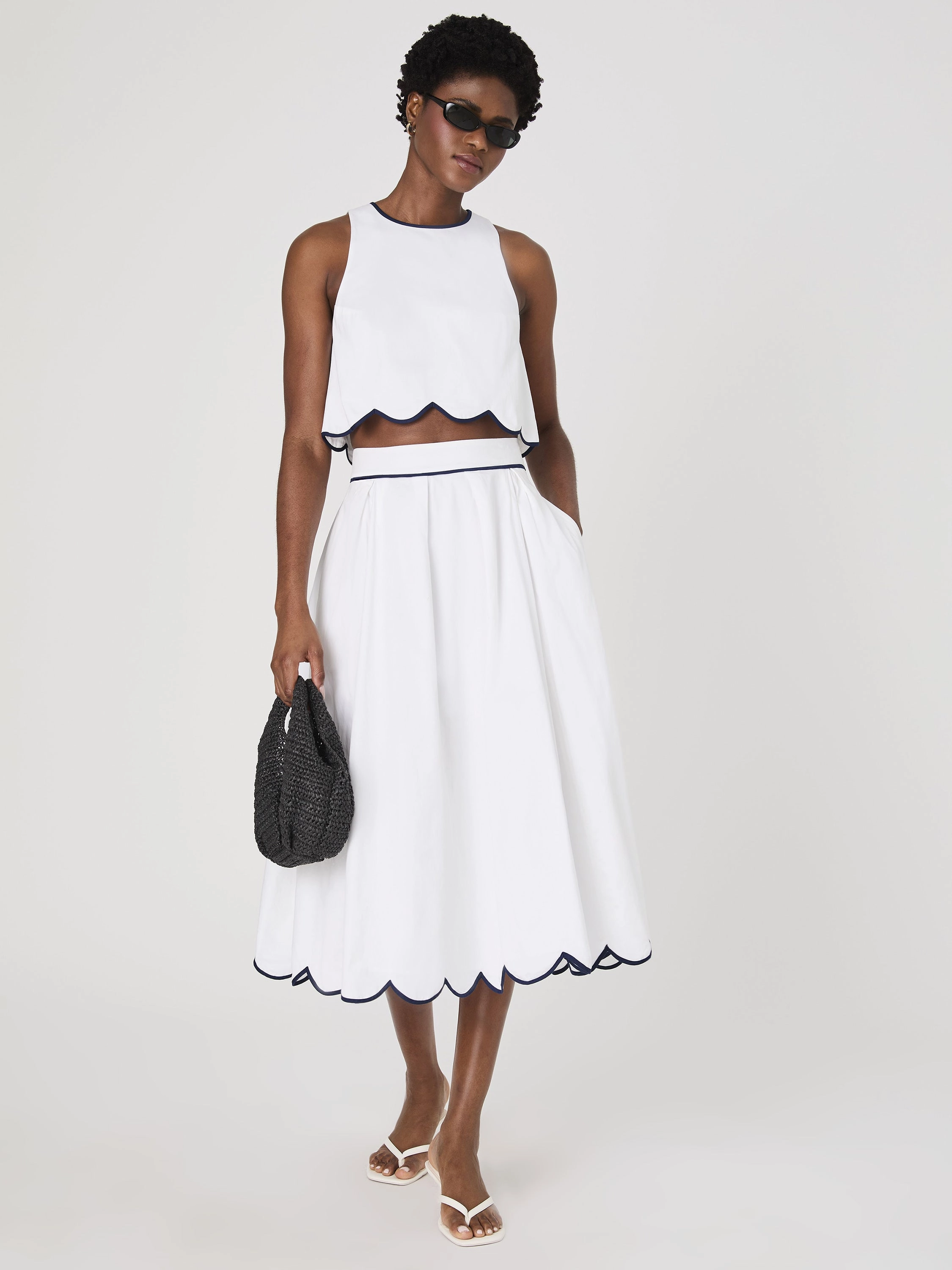 Alexis Cotton Scallop Midi Skirt