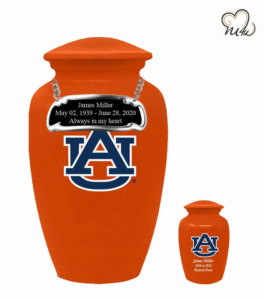 Auburn University Tigers College Cremation Urn- Orange
