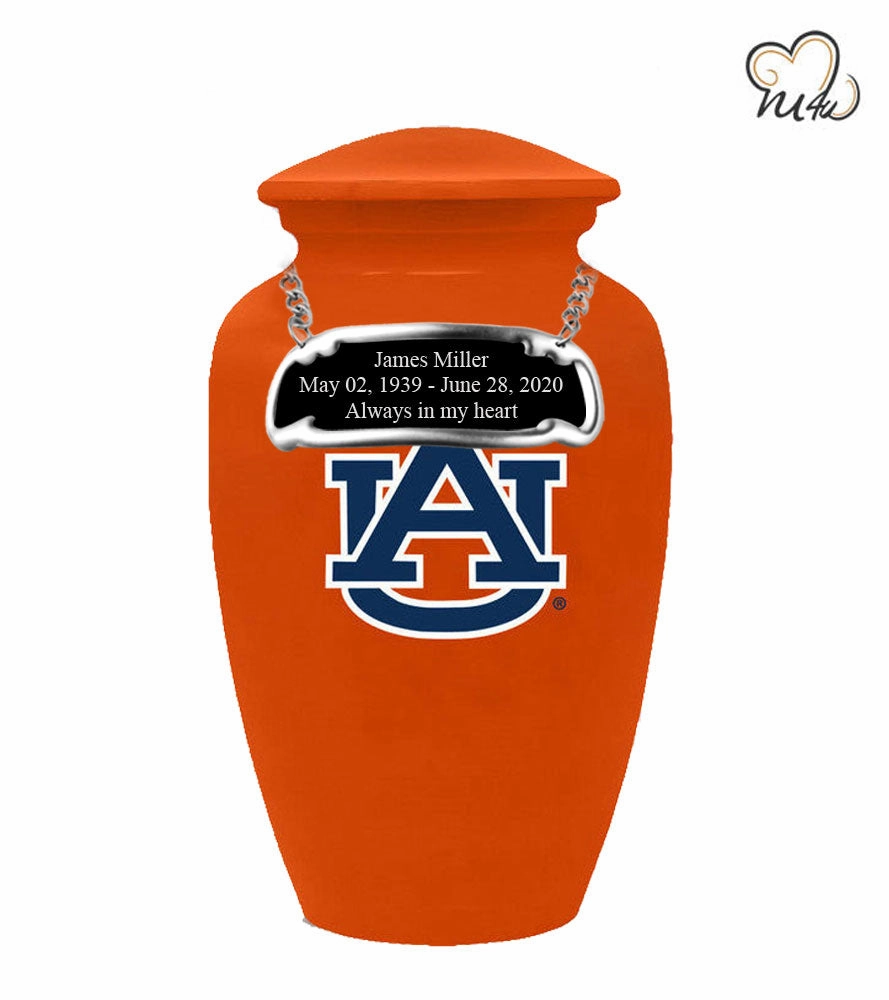 Auburn University Tigers College Cremation Urn- Orange