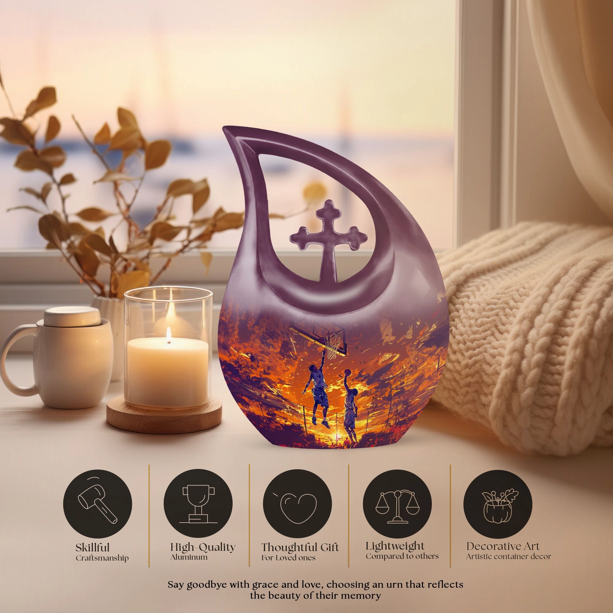 Basketball Cremation Urn: Extra Large Memorial Cremation Urn