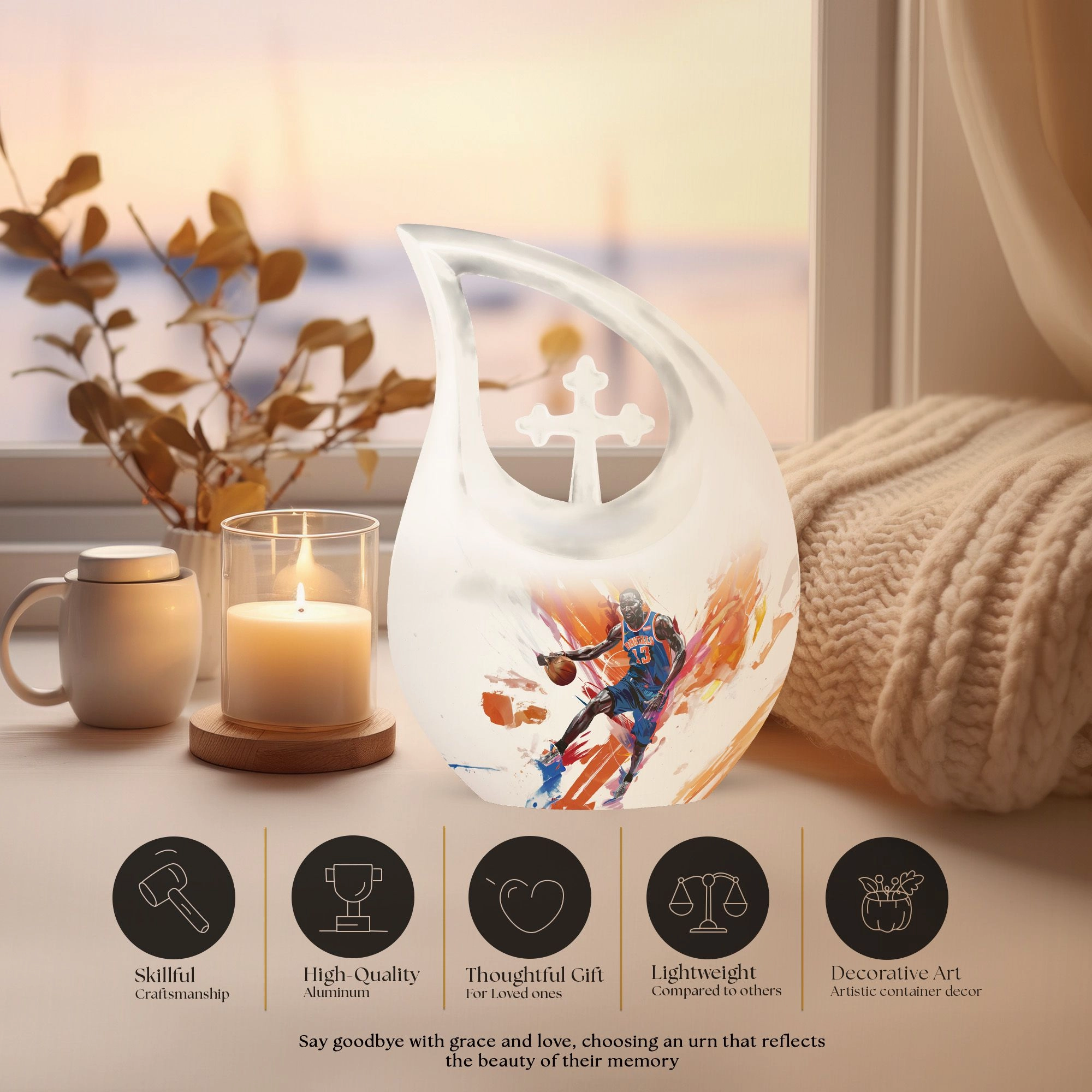 Basketball Cross Drop: An Alluring Keepsake Urn for  Memories