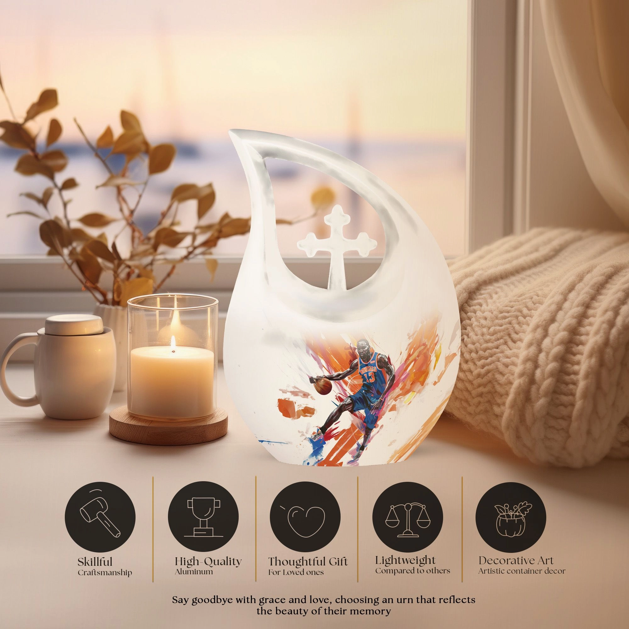 Basketball Cross Drop: An Alluring Keepsake Urn for  Memories