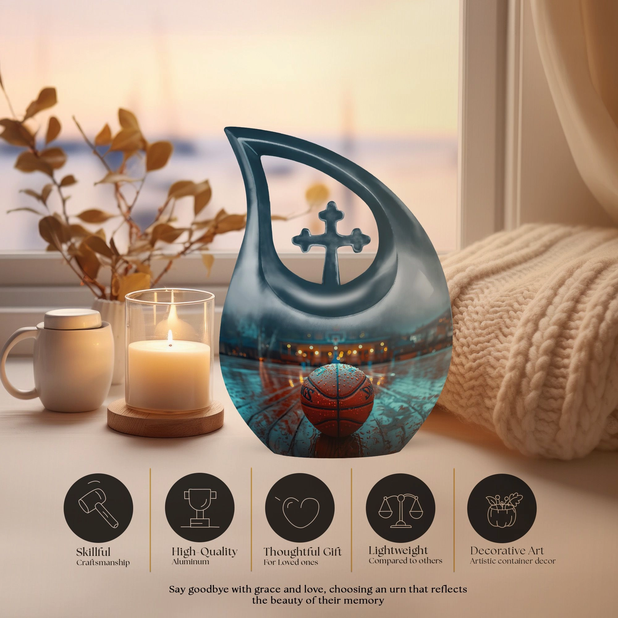 Basketball Memorial Urn - Small Keepsake Urn For Human Ashes