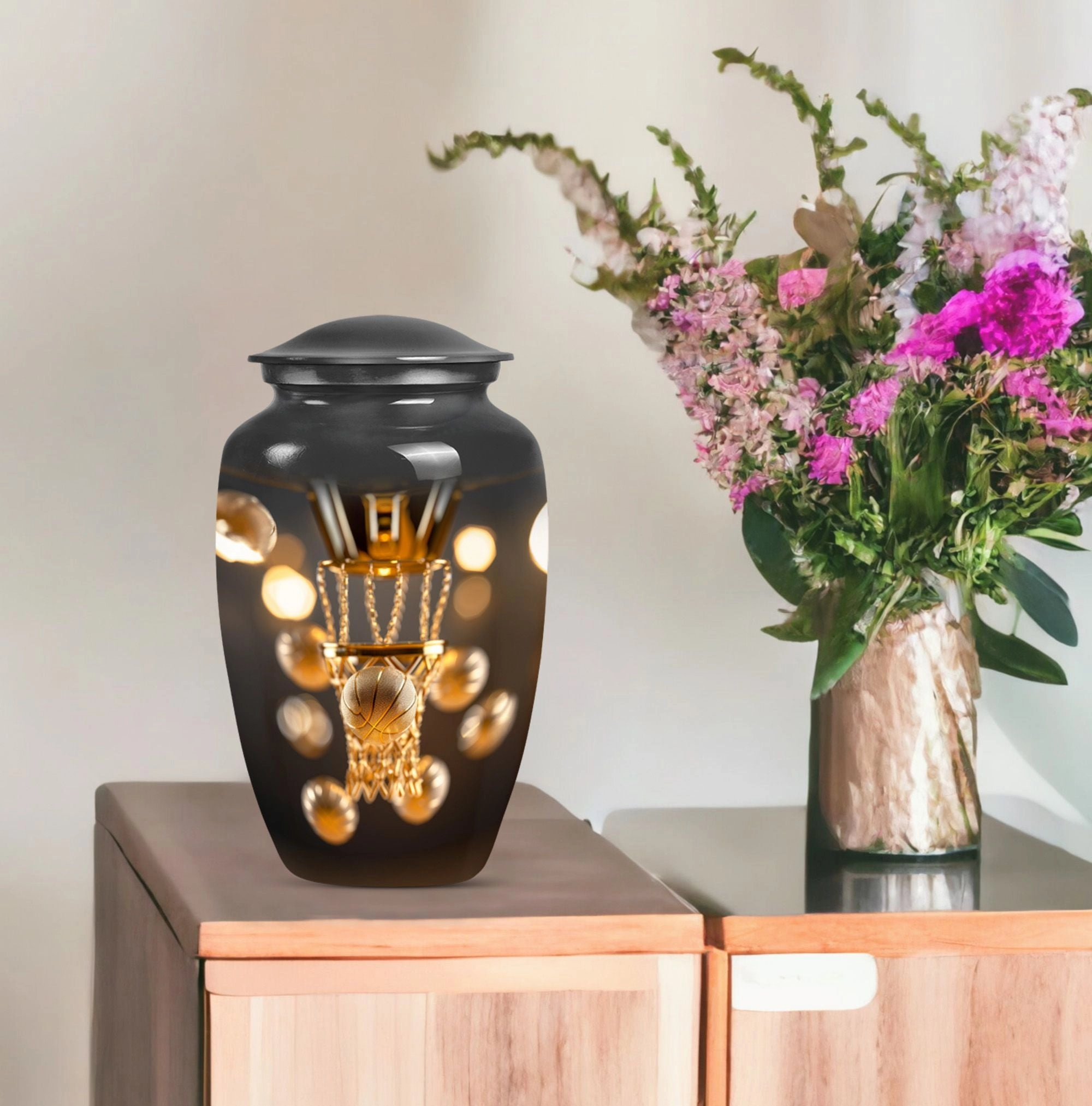 Basketball Themed Funeral Urn For Ashes - Container For Ashes