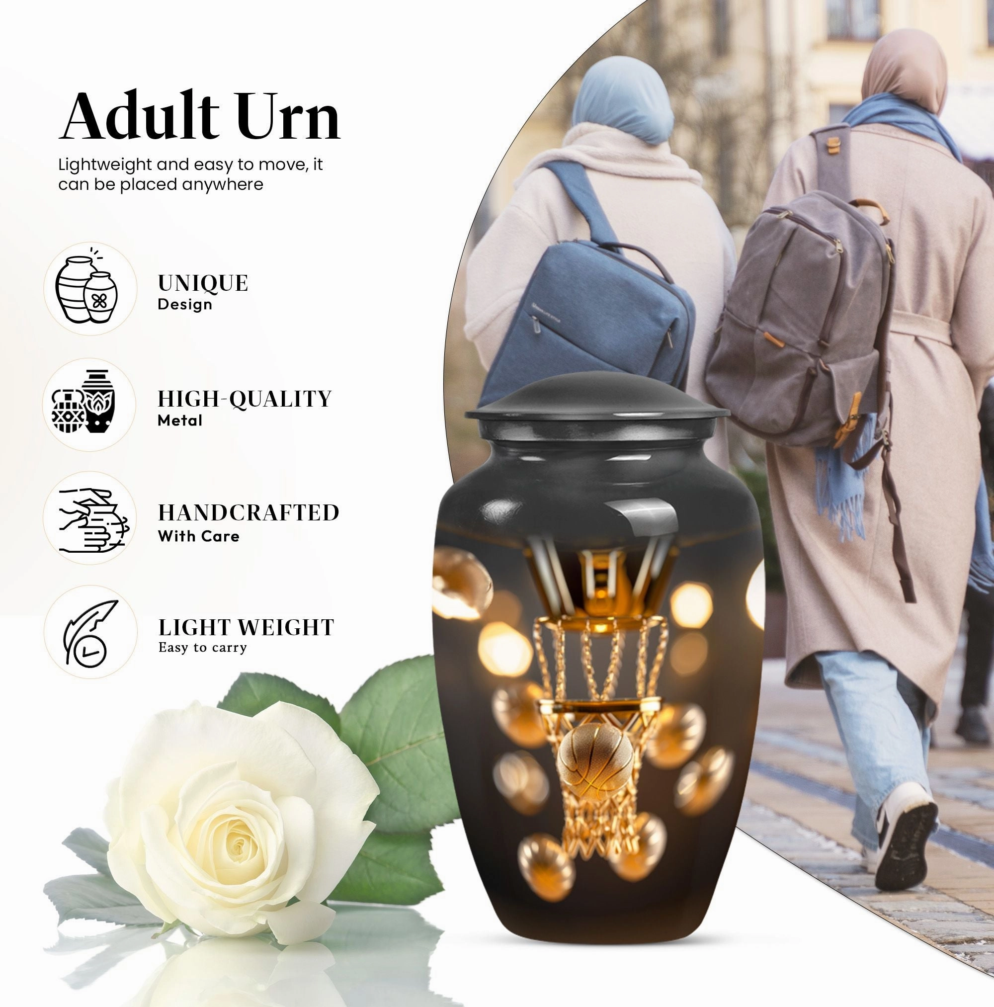 Basketball Themed Funeral Urn For Ashes - Container For Ashes