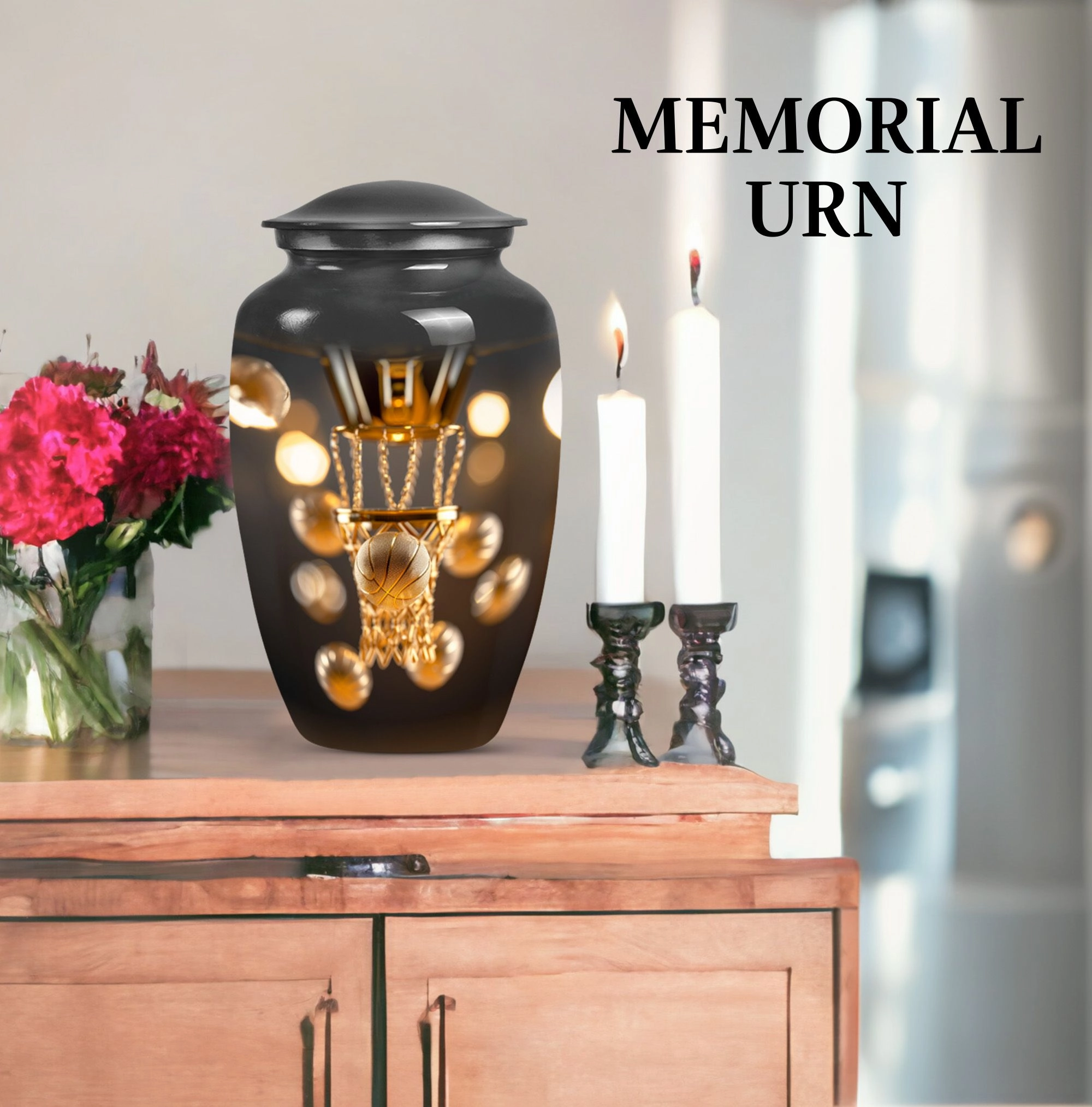 Basketball Themed Funeral Urn For Ashes - Container For Ashes