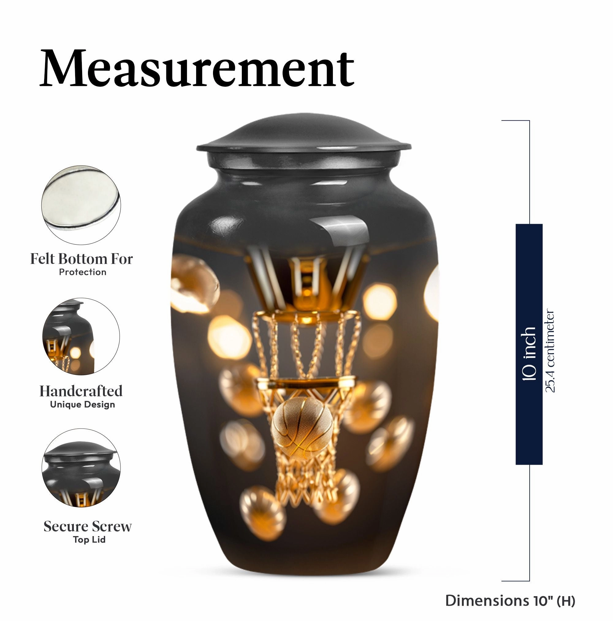 Basketball Themed Funeral Urn For Ashes - Container For Ashes