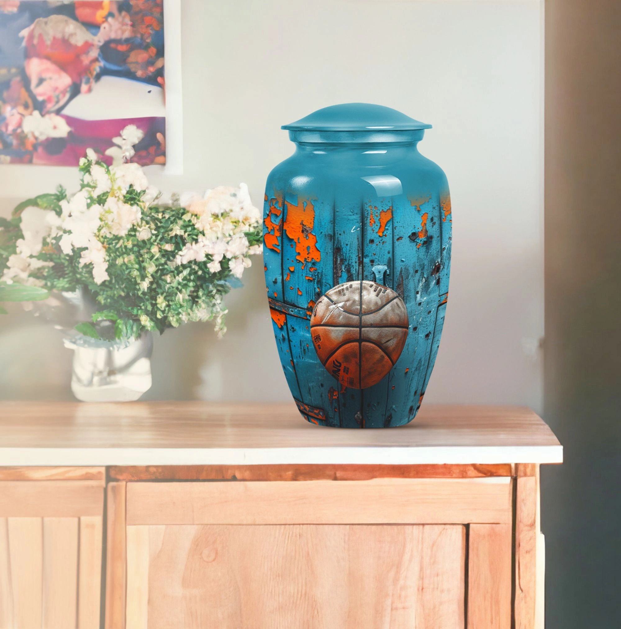 Basketball Tribute Memorial Urn - Funeral Burial Keepsake Urn