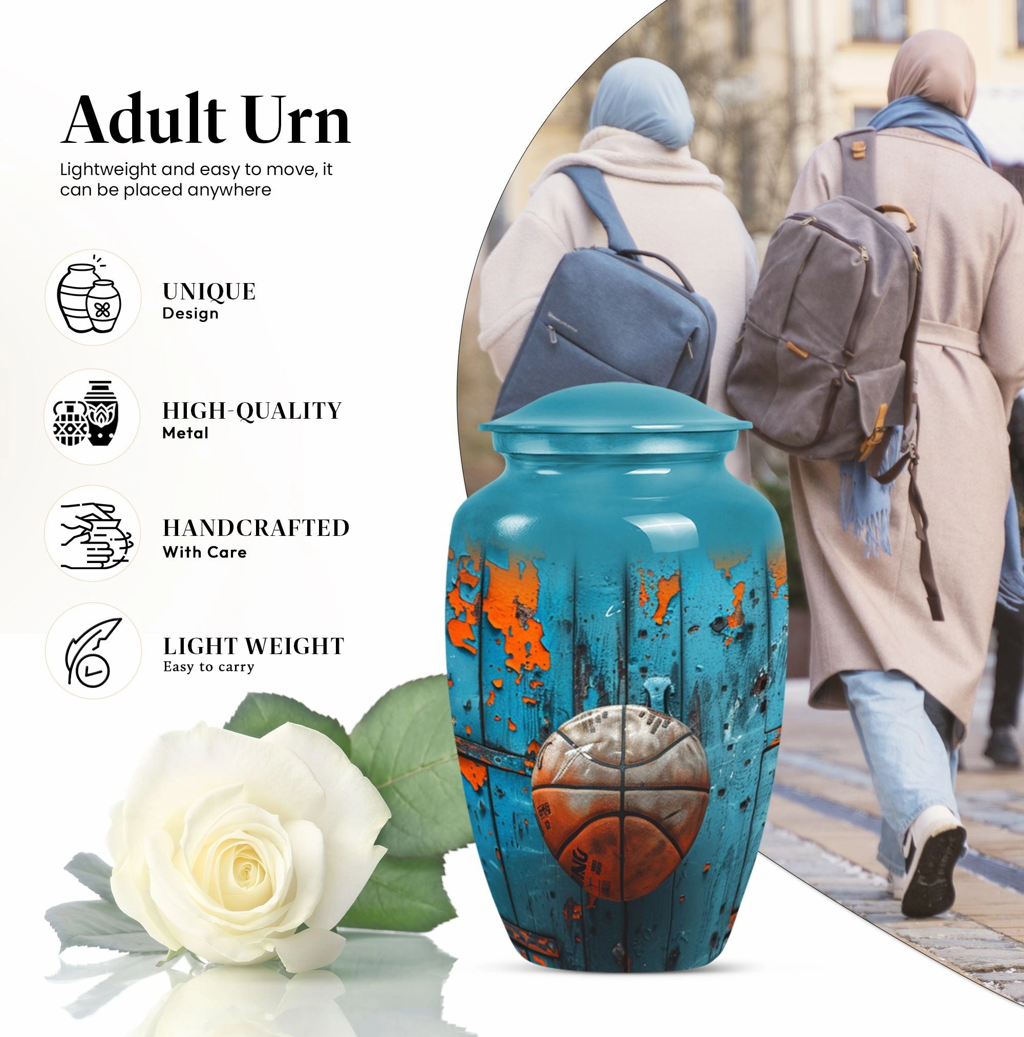 Basketball Tribute Memorial Urn - Funeral Burial Keepsake Urn