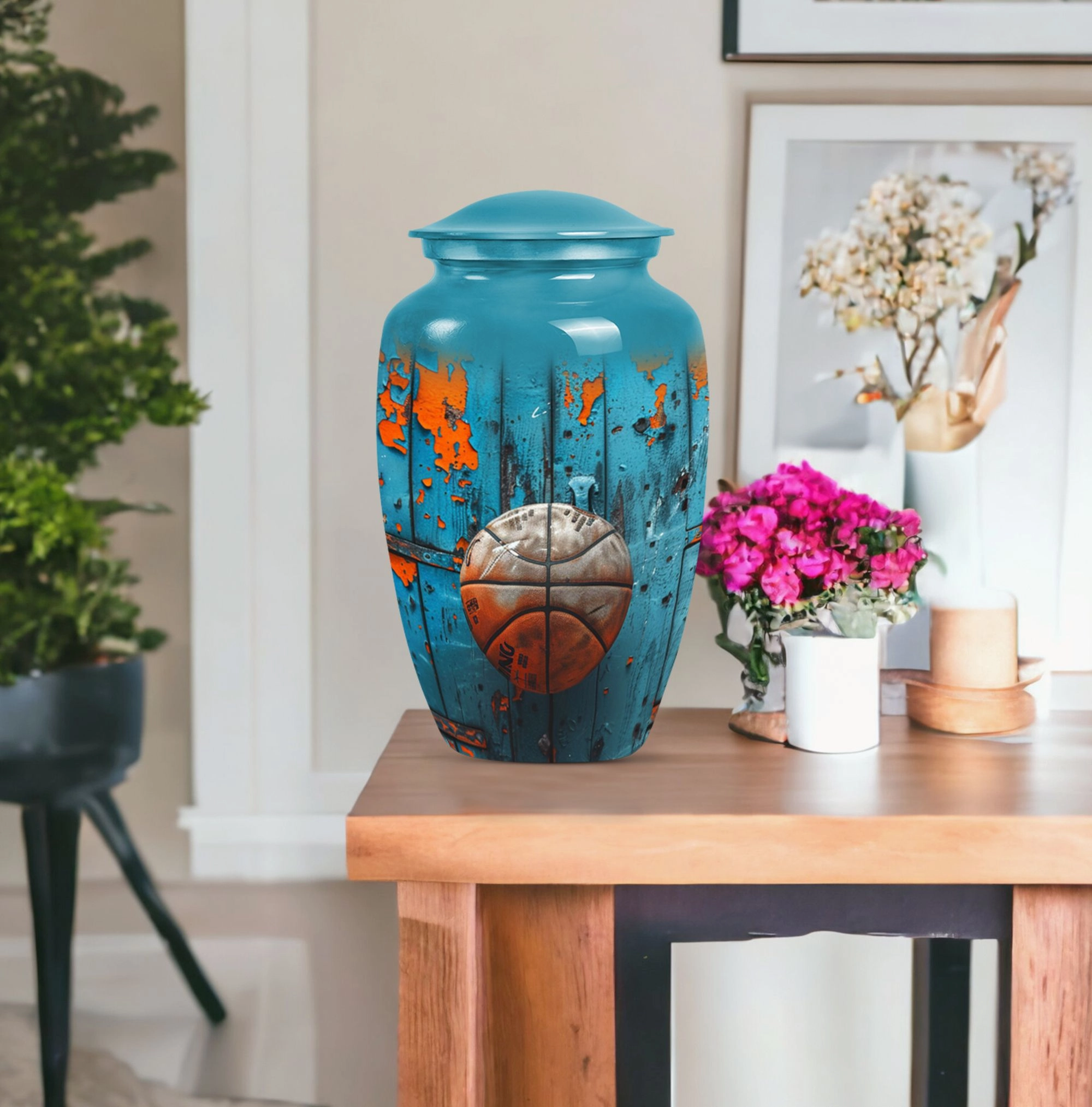 Basketball Tribute Memorial Urn - Funeral Burial Keepsake Urn