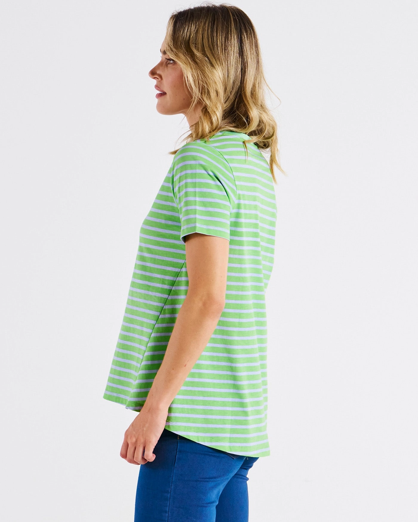 Betty Basics Luella Tee Green Stripe
