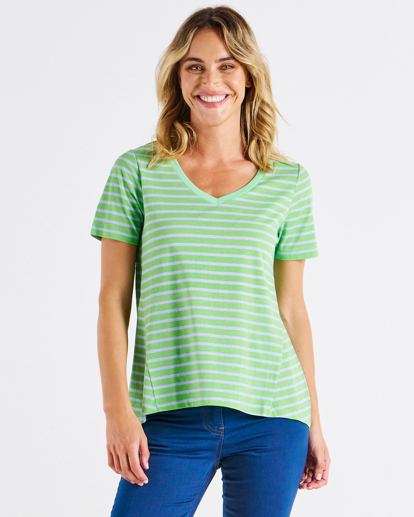 Betty Basics Luella Tee Green Stripe