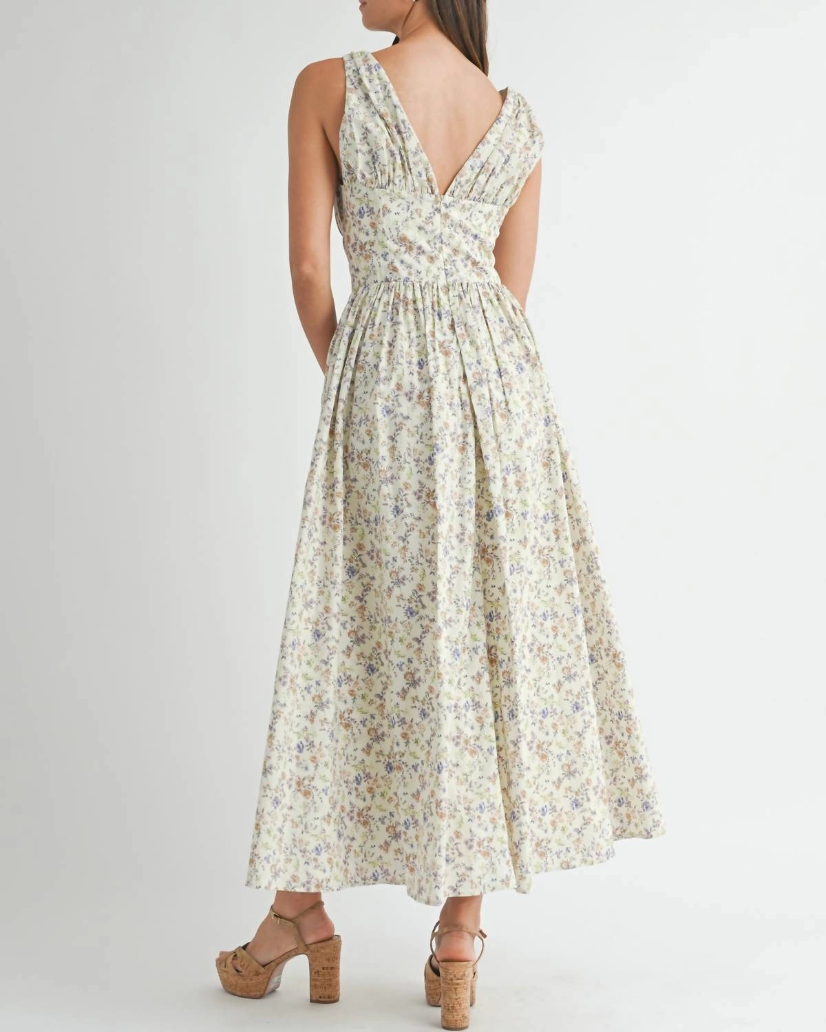 Bustier Body Floral Printed Dress In Lavender