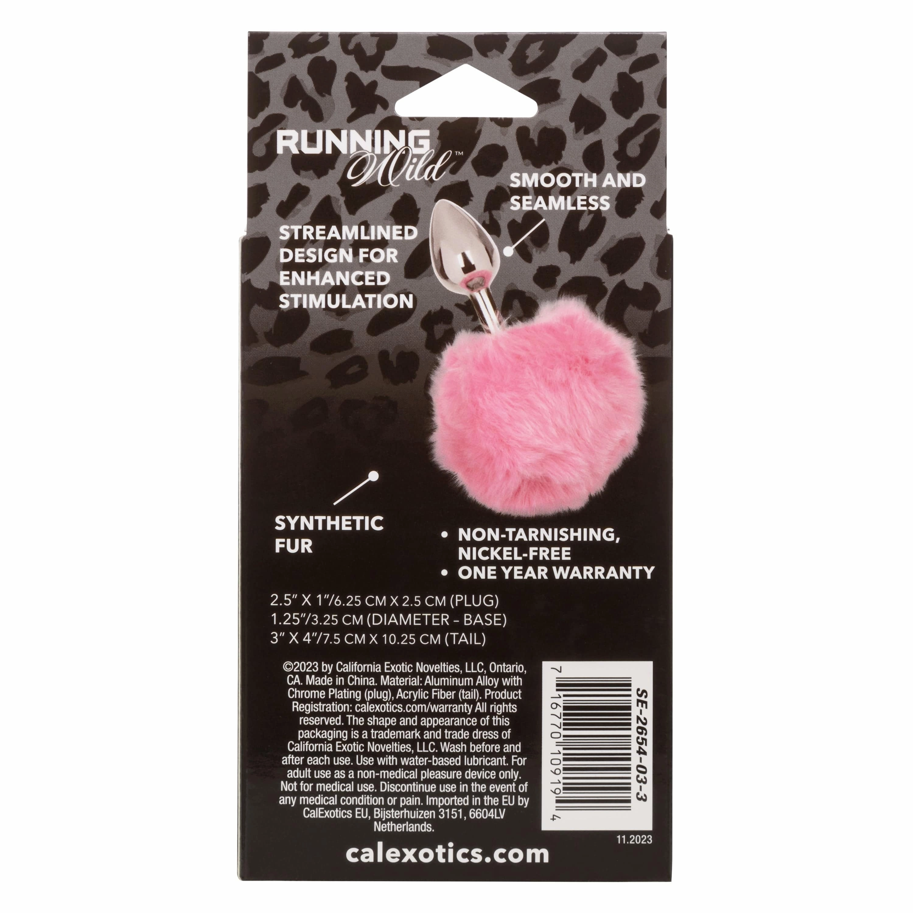 California Exotics - Running Wild White Bunny Tail Metal Anal Plug