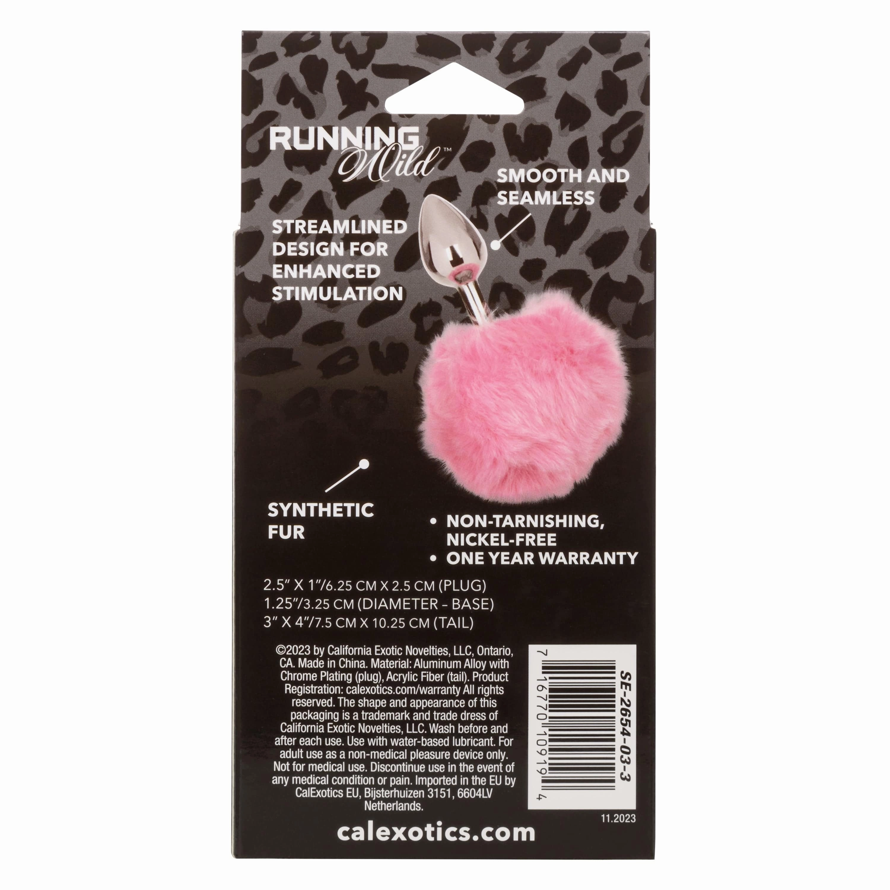 California Exotics - Running Wild White Bunny Tail Metal Anal Plug