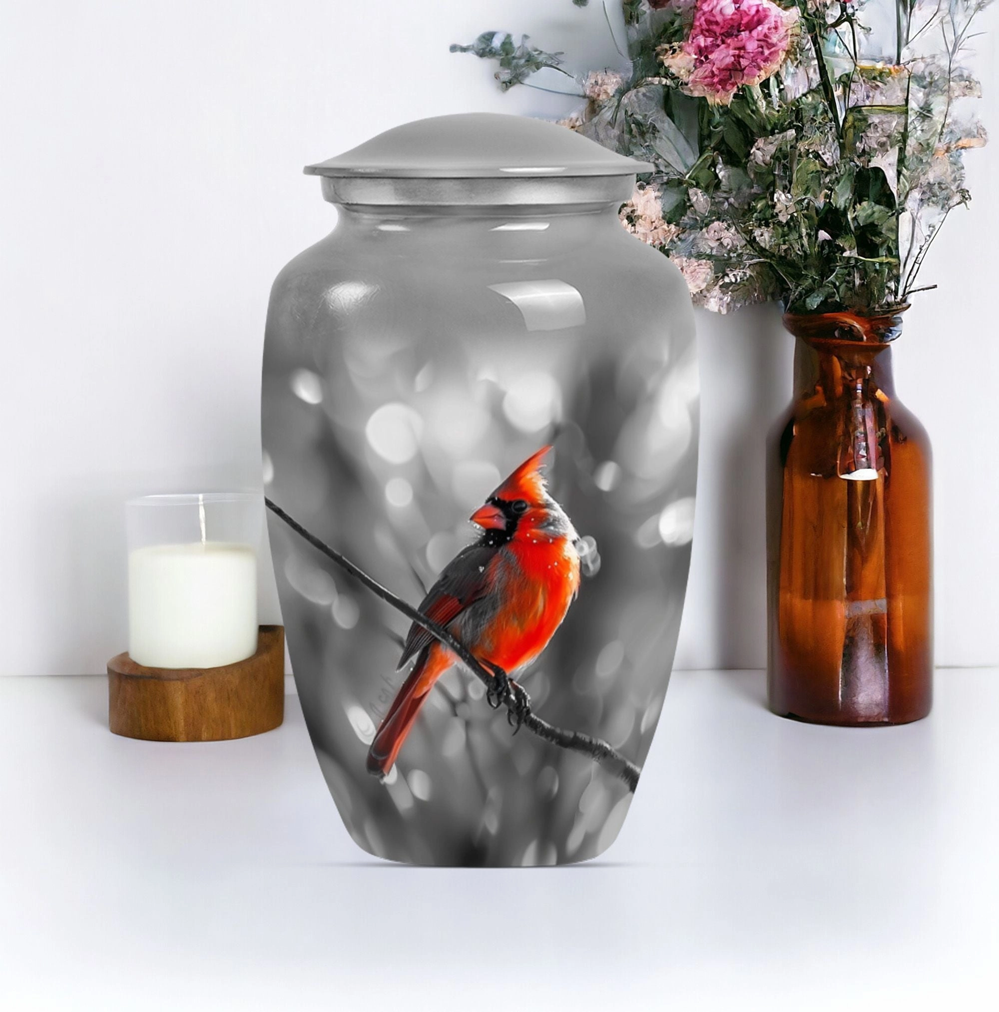 Cardinal Bird Urn: Sturdy, Contemporary Memorial Urn