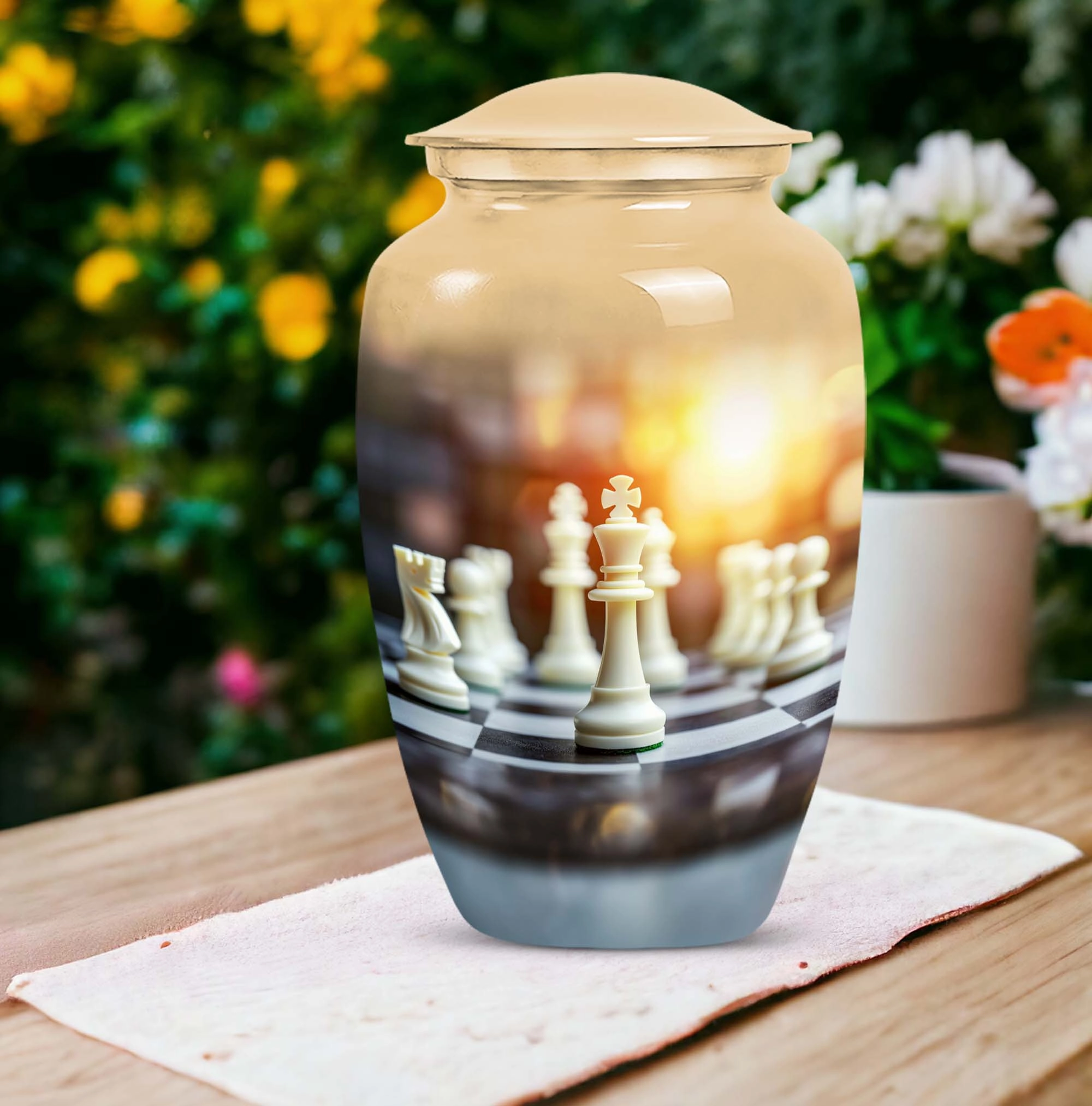 Chess Masterpiece: Commemorative Cremation Memorial Urn