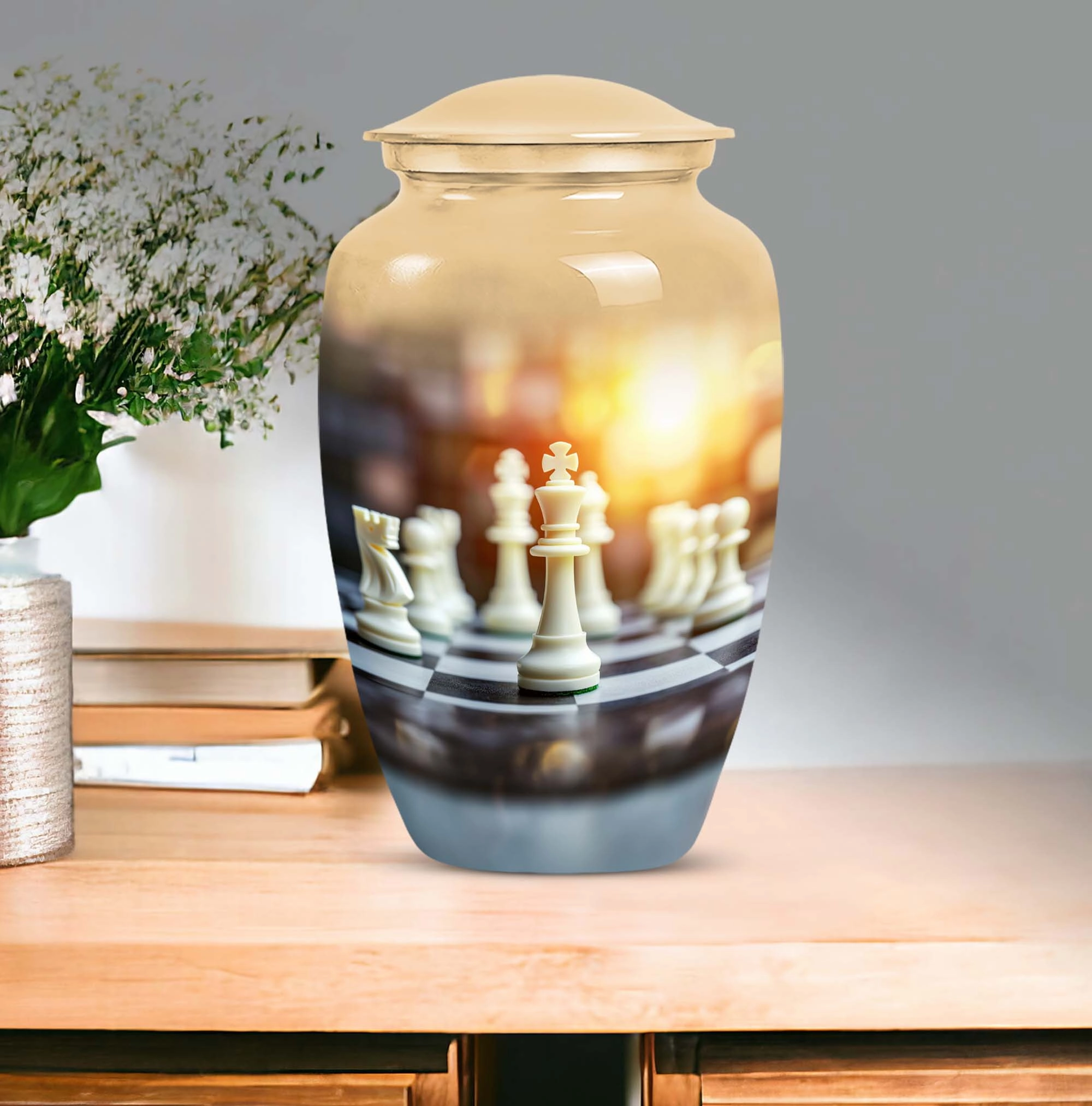 Chess Masterpiece: Commemorative Cremation Memorial Urn
