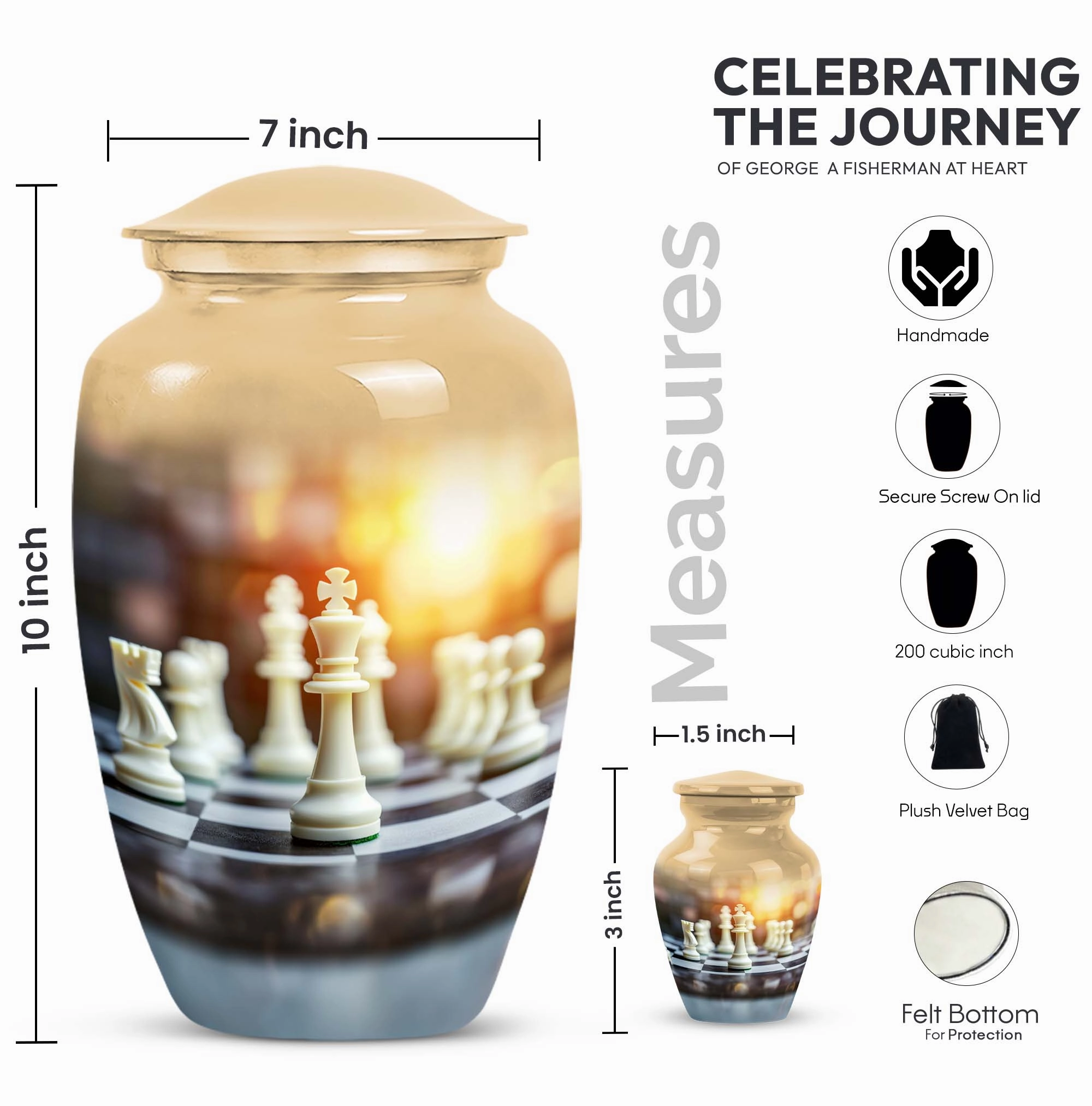 Chess Masterpiece: Commemorative Cremation Memorial Urn