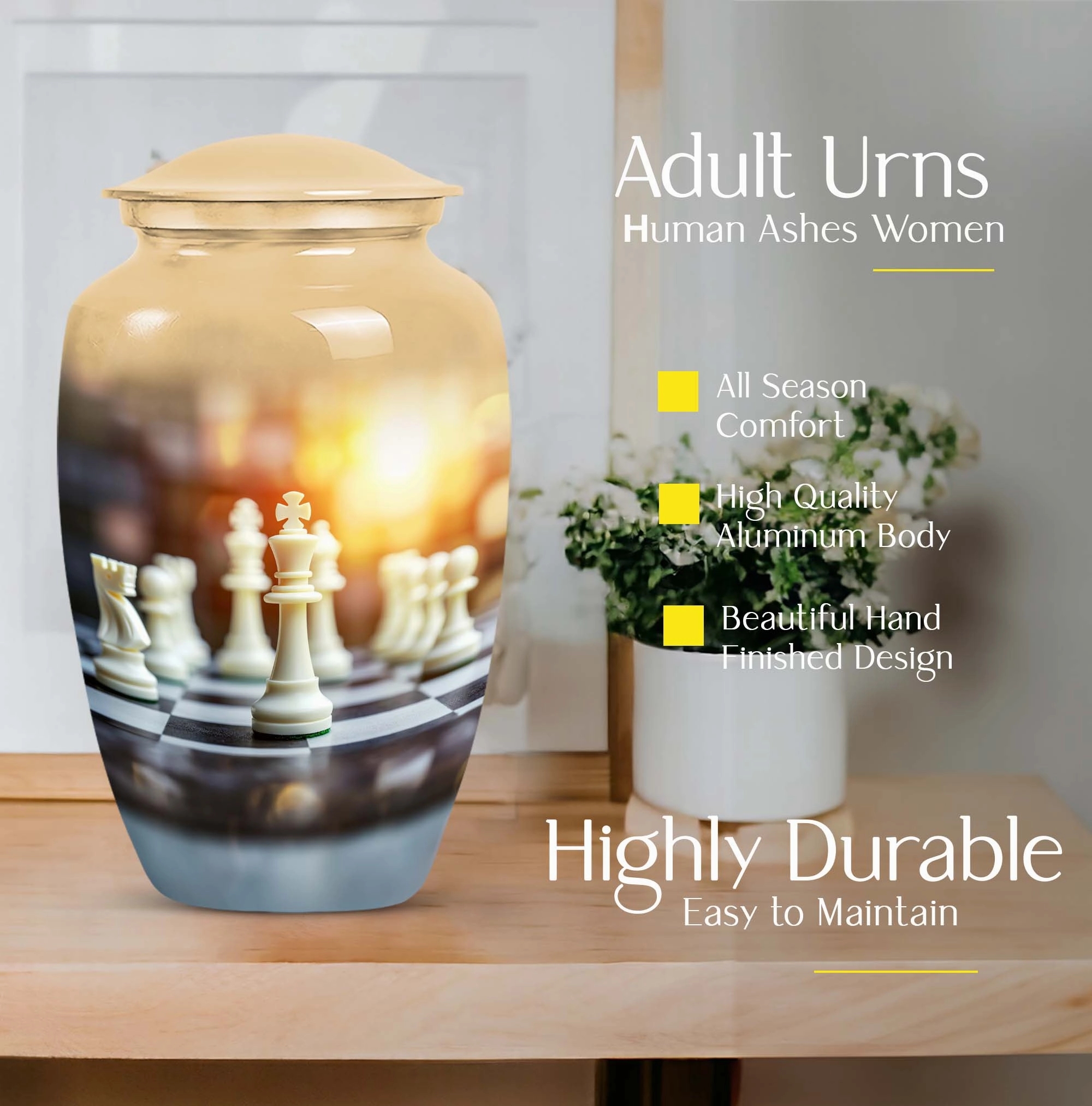 Chess Masterpiece: Commemorative Cremation Memorial Urn