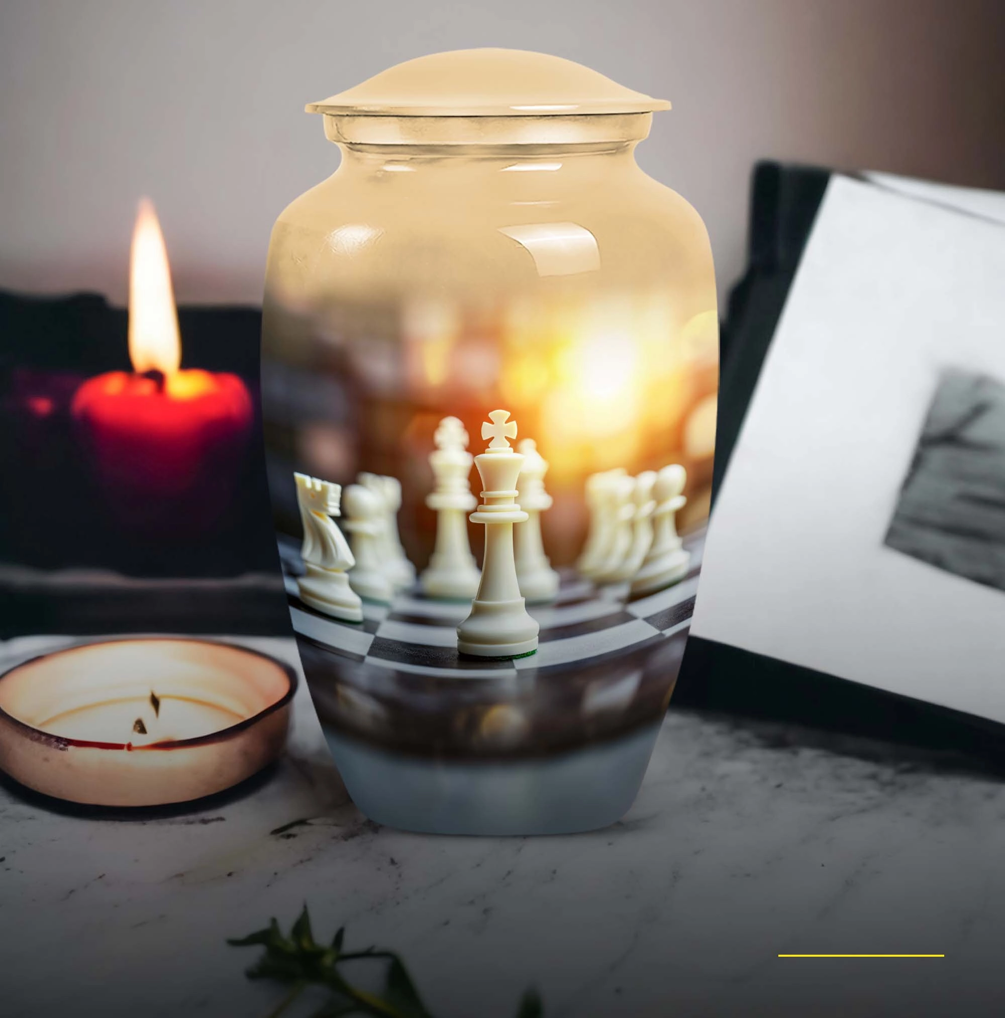 Chess Masterpiece: Commemorative Cremation Memorial Urn