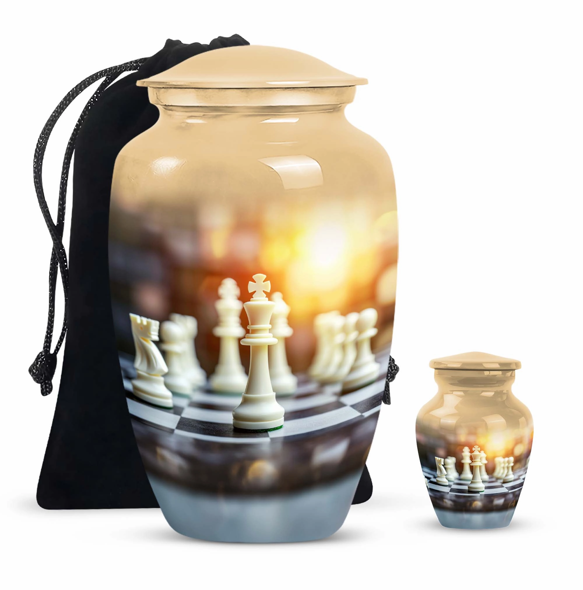 Chess Masterpiece: Commemorative Cremation Memorial Urn