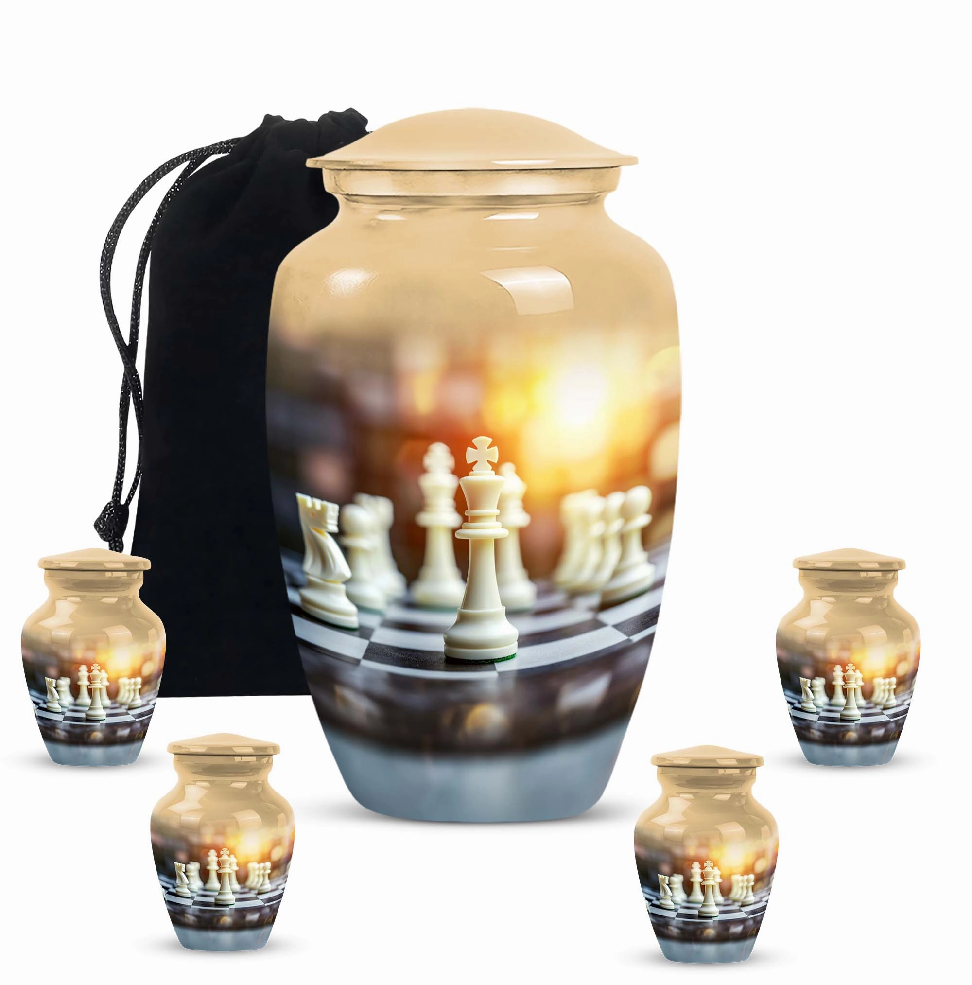 Chess Masterpiece: Commemorative Cremation Memorial Urn