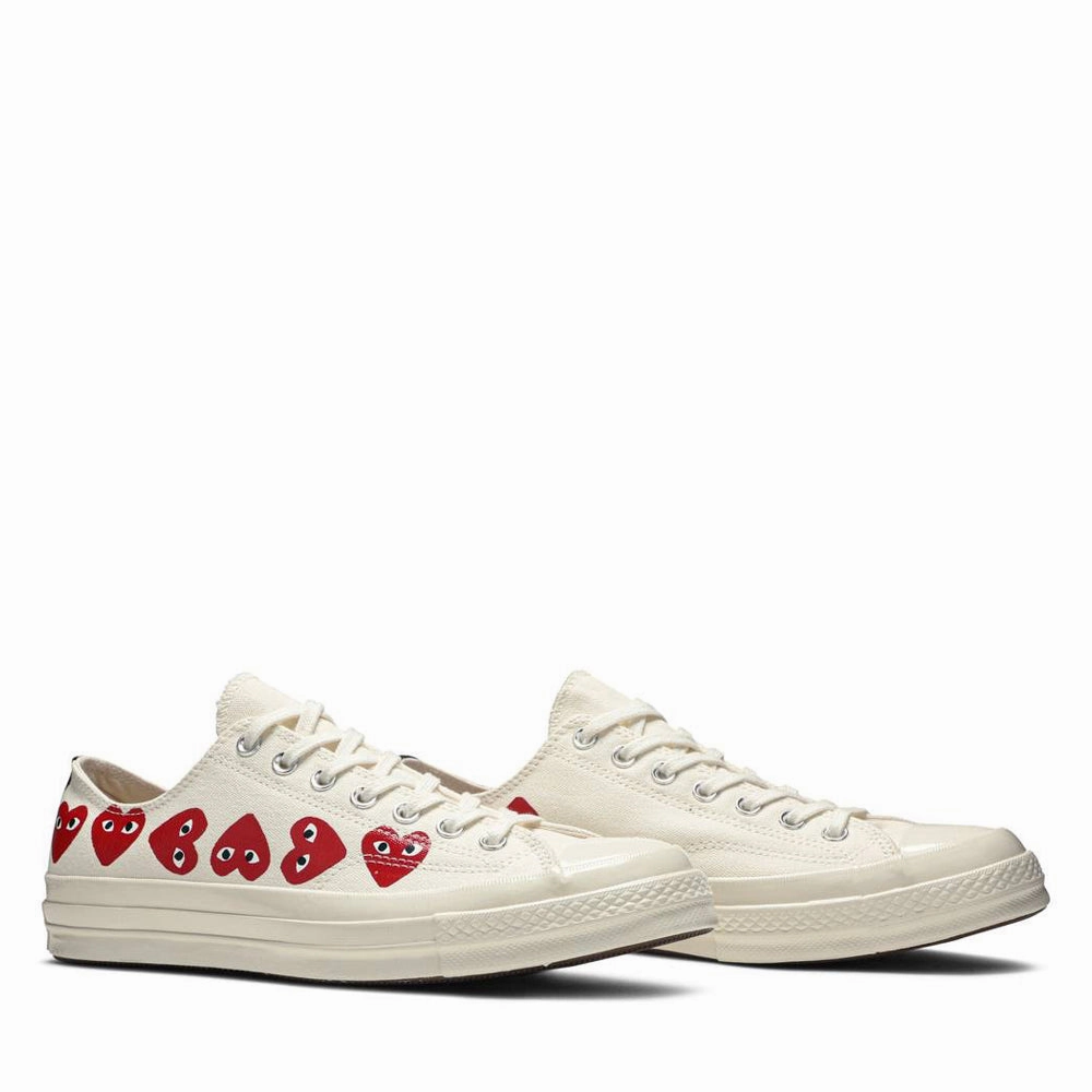 COMME DES GARCON PLAY X CONVERSE MULTI HEARTS BEIGE LOW TOP (NEW)