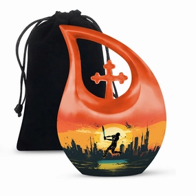Cross Drop Sports Urn - A Stately Medium Sized Memorial Ornament