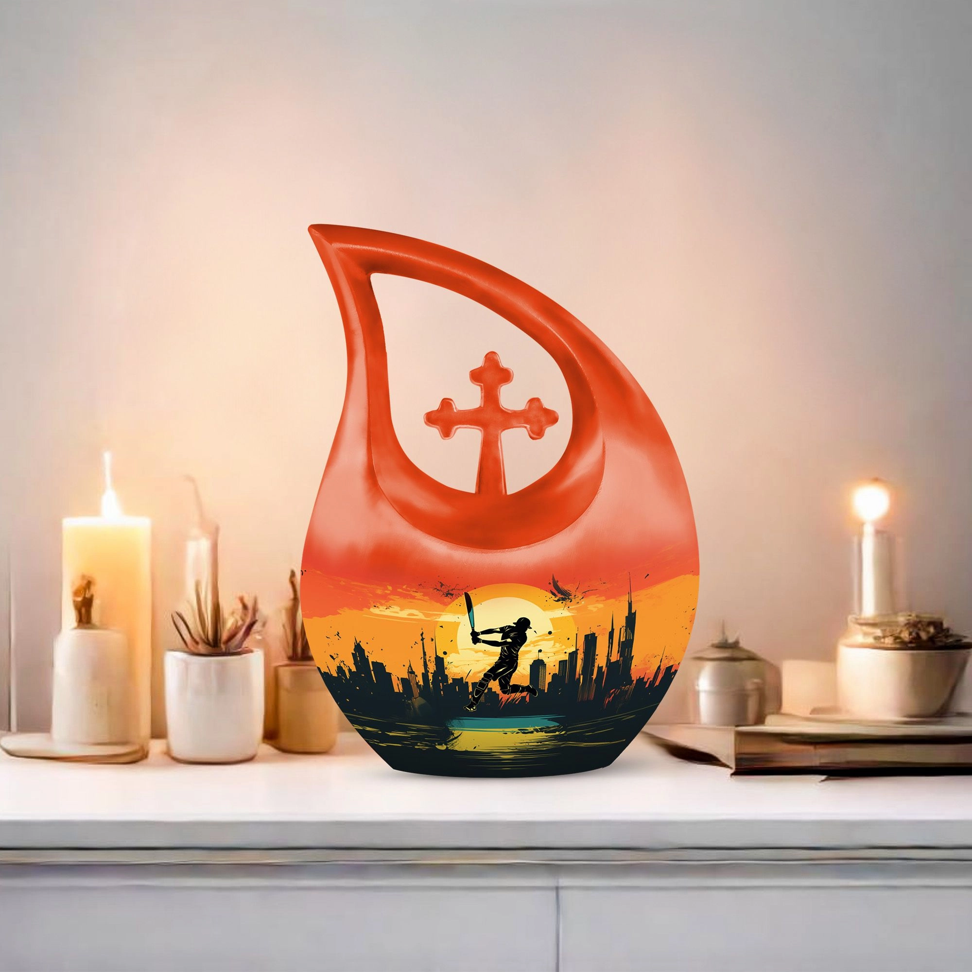 Cross Drop Sports Urn - A Stately Medium Sized Memorial Ornament