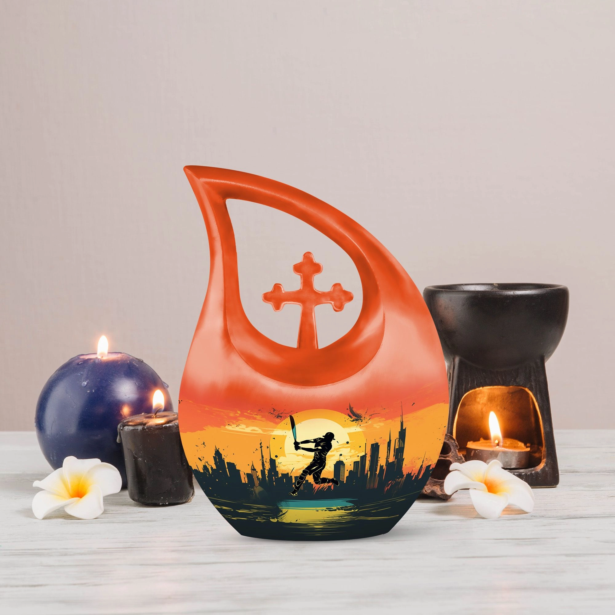 Cross Drop Sports Urn - A Stately Medium Sized Memorial Ornament