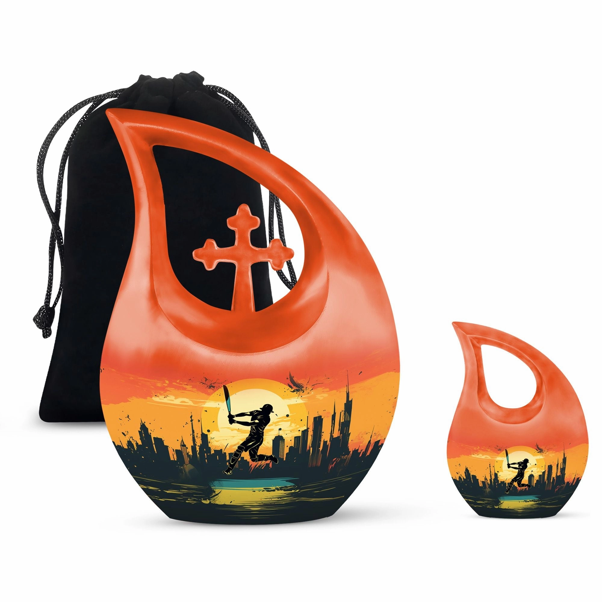 Cross Drop Sports Urn - A Stately Medium Sized Memorial Ornament