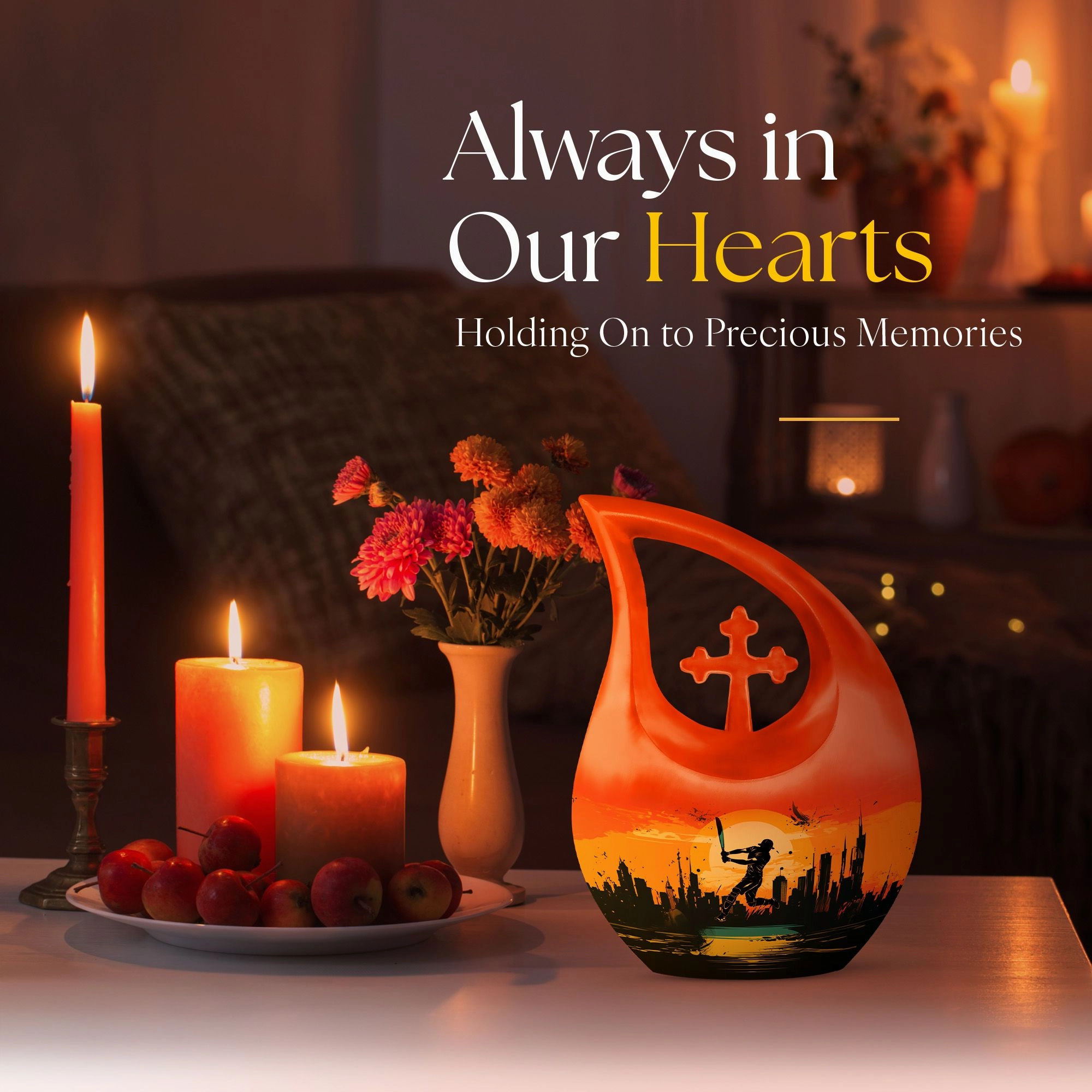 Cross Drop Sports Urn - A Stately Medium Sized Memorial Ornament