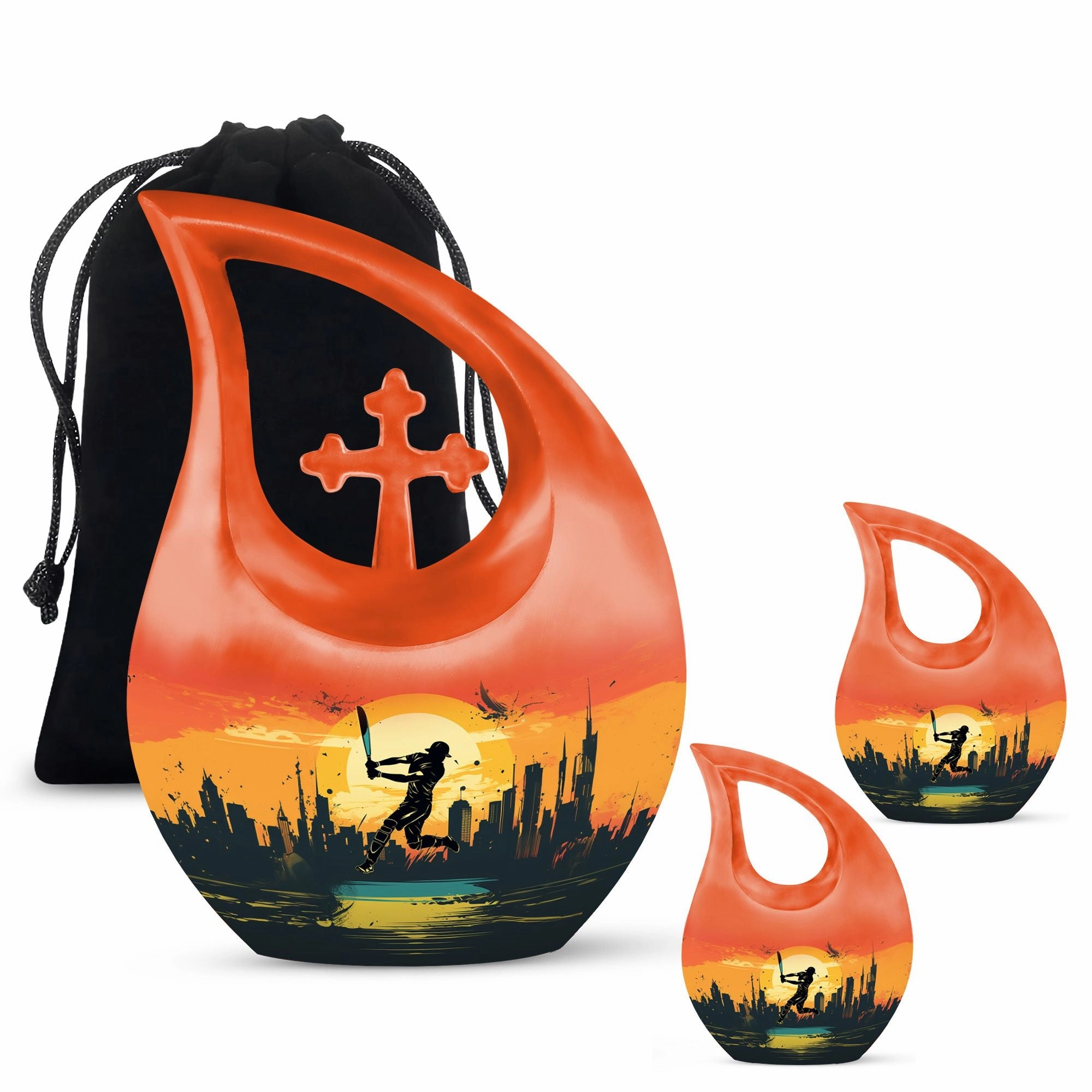 Cross Drop Sports Urn - A Stately Medium Sized Memorial Ornament