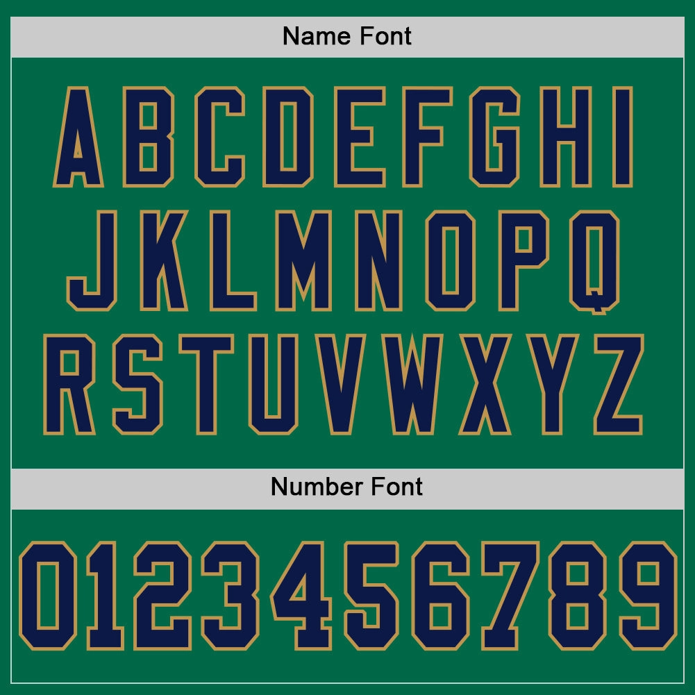 Custom Kelly Green Navy-Old Gold Mesh Authentic Throwback Football Jersey