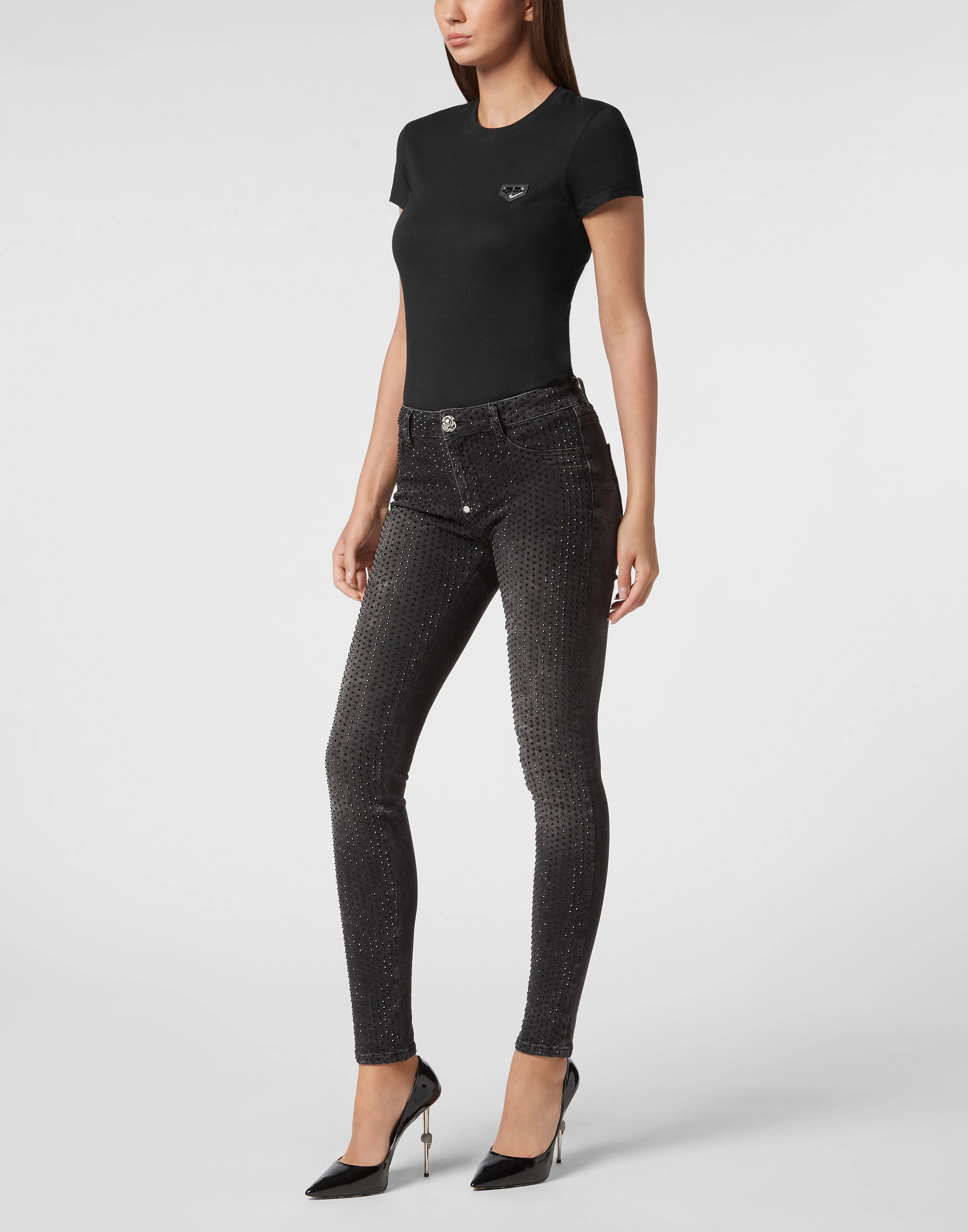 Denim Jegging Fit Trousers Strass