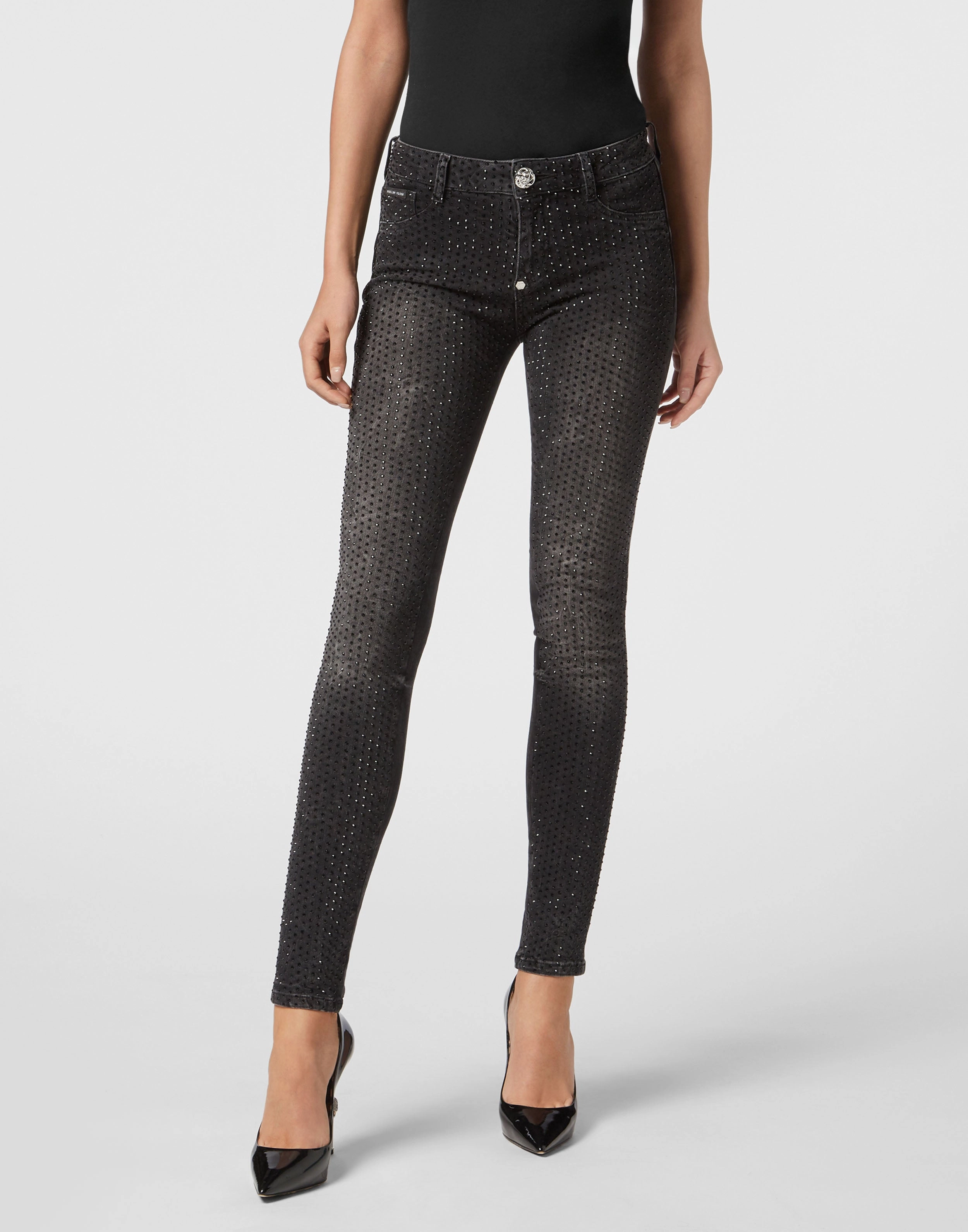 Denim Jegging Fit Trousers Strass