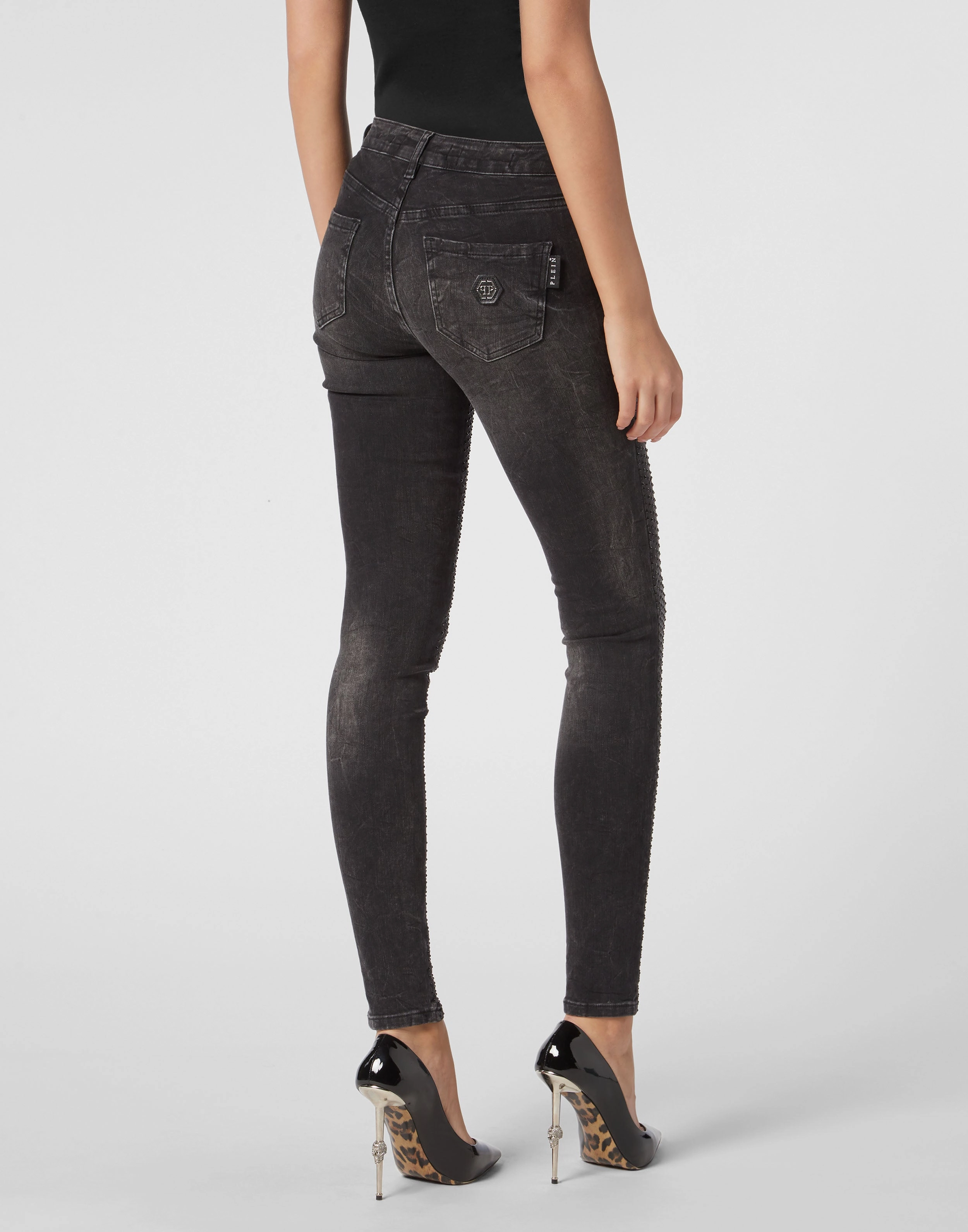 Denim Jegging Fit Trousers Strass