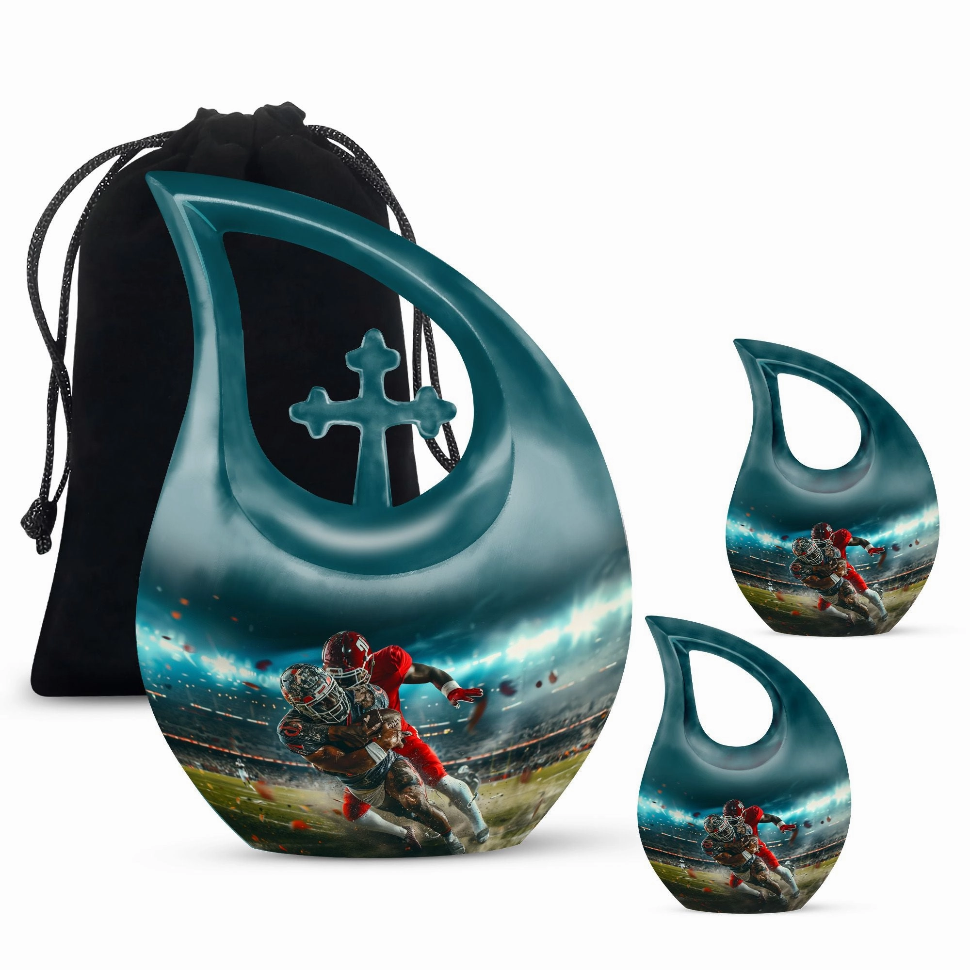 Football Memorial Urn – Personalized Small Cremation Urn