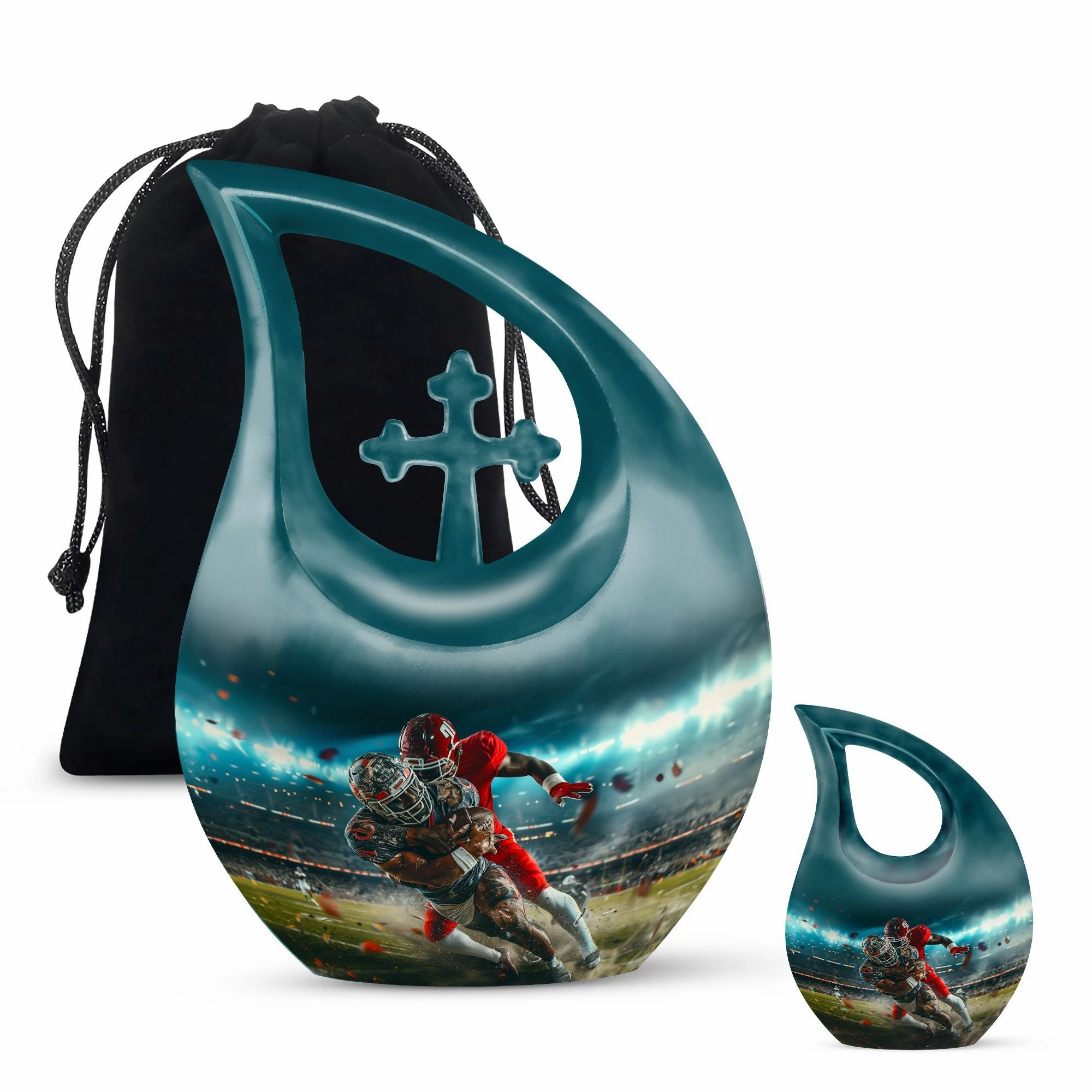 Football Memorial Urn – Personalized Small Cremation Urn