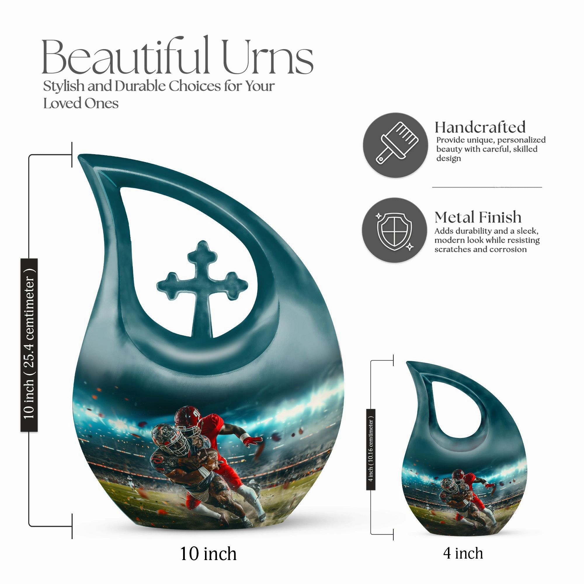 Football Memorial Urn – Personalized Small Cremation Urn