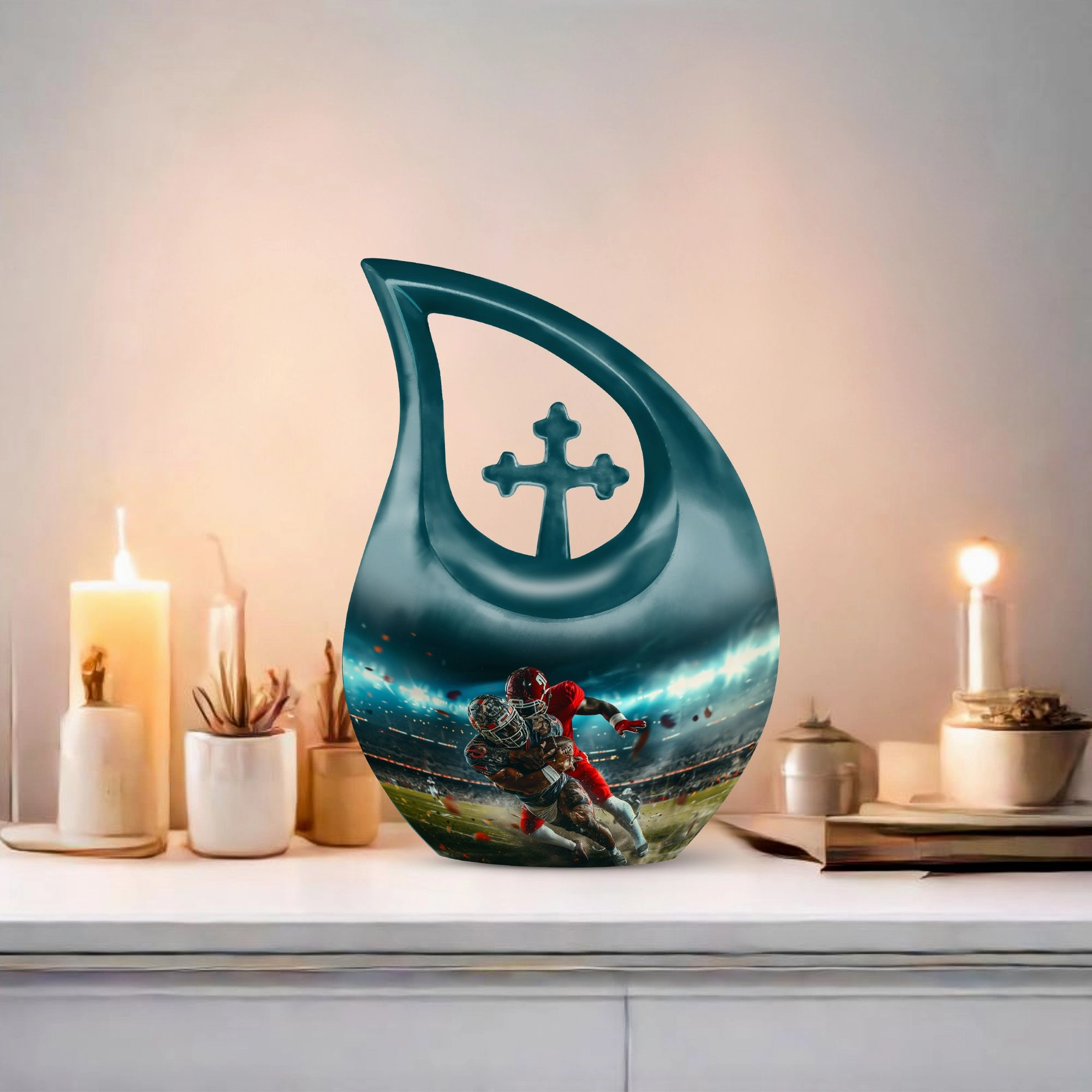 Football Memorial Urn – Personalized Small Cremation Urn