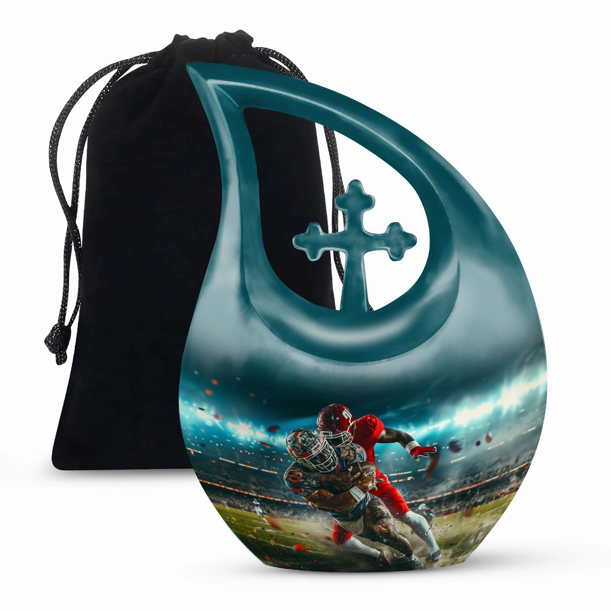 Football Memorial Urn – Personalized Small Cremation Urn
