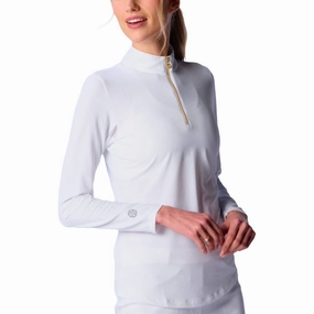 G Lifestyle Q Zip Sun Protection Golf Pullover White - SS25 Women