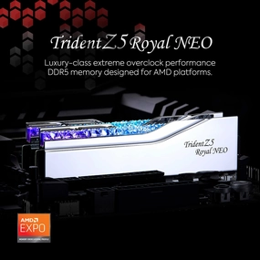 G.SKILL F5-8000J4048G24GX2-TR5NS Trident Z5 Royal Neo Series DDR5 RAM 48GB (2x24GB) 8000MT/s CL40-48-48-128 Silver