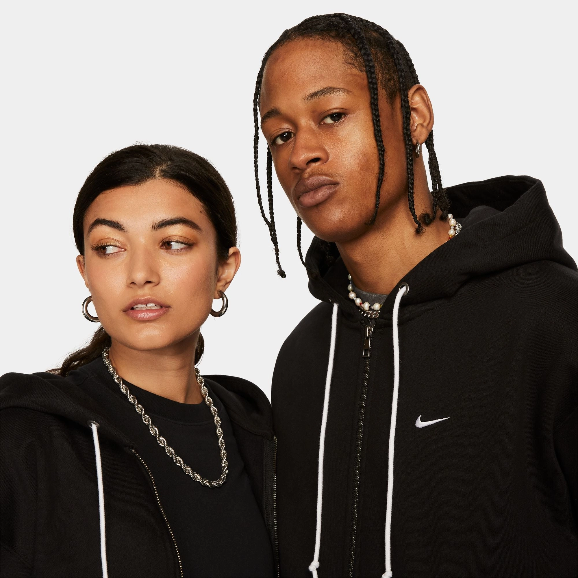 Men's Nike Solo Swoosh Hoodie - BLACK/WHITE
