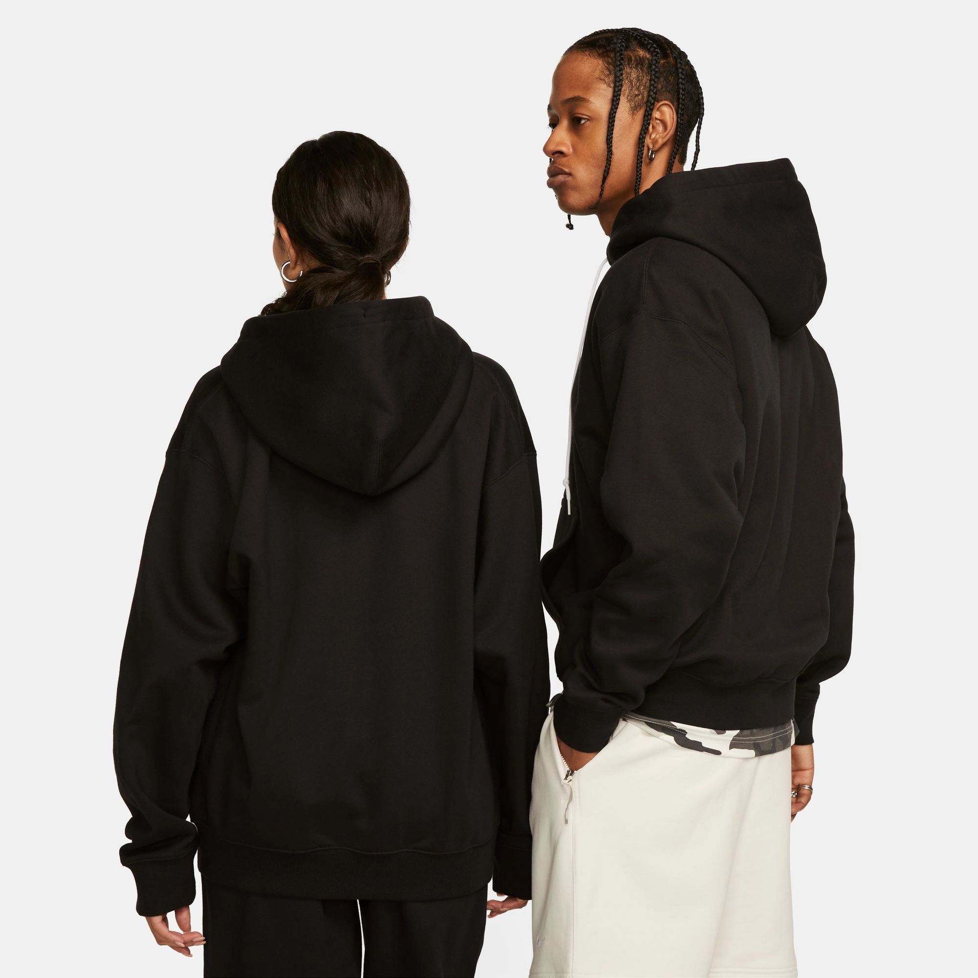 Men's Nike Solo Swoosh Hoodie - BLACK/WHITE