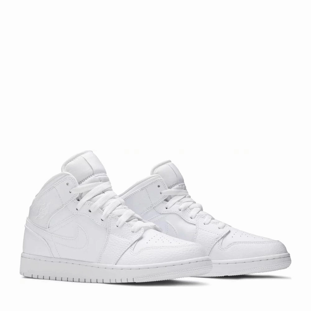 NIKE AIR JORDAN1 MID GS TRIPLE WHITE (NEW) (NEW)